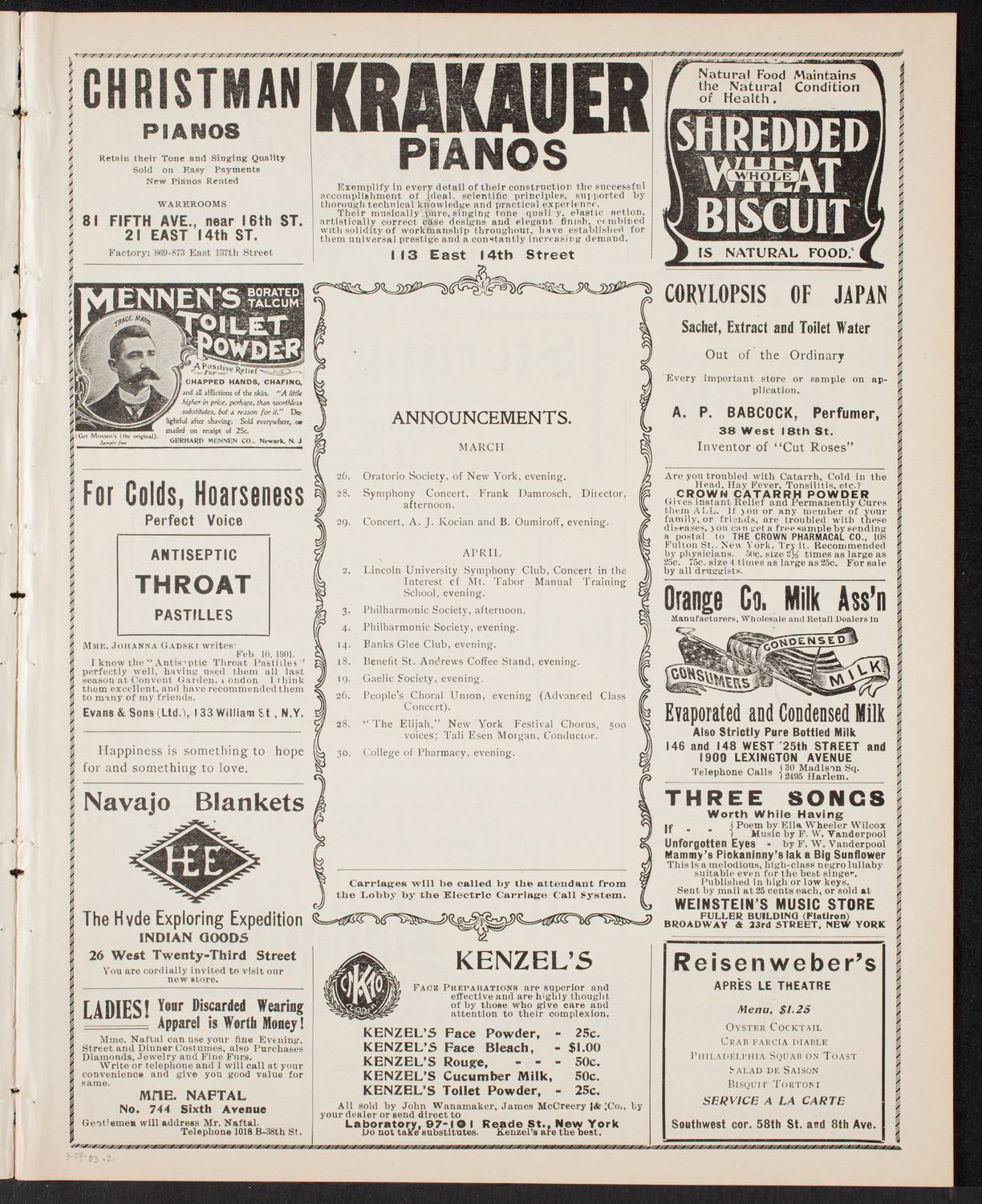 Oratorio Society of New York, March 24, 1903, program page 3