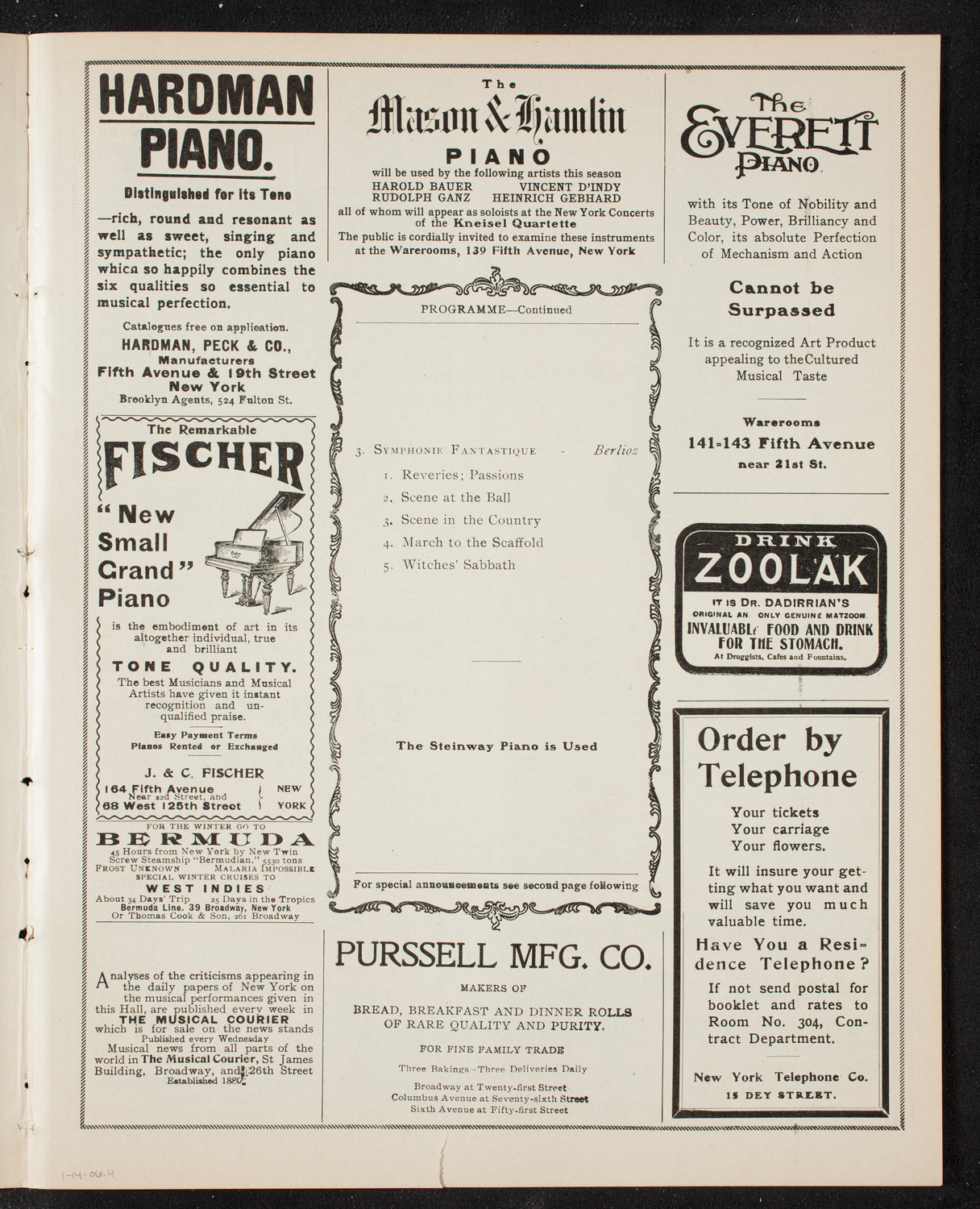 New York Symphony Orchestra, January 14, 1906, program page 7