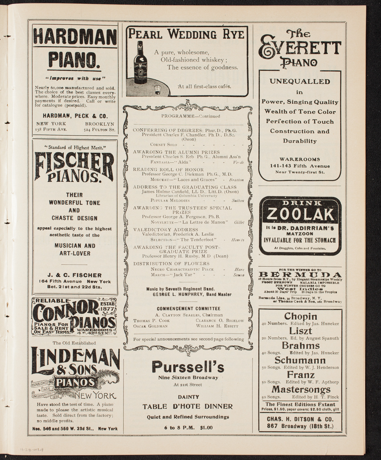 Graduation: College of Pharmacy of the City of New York, April 28, 1904, program page 7