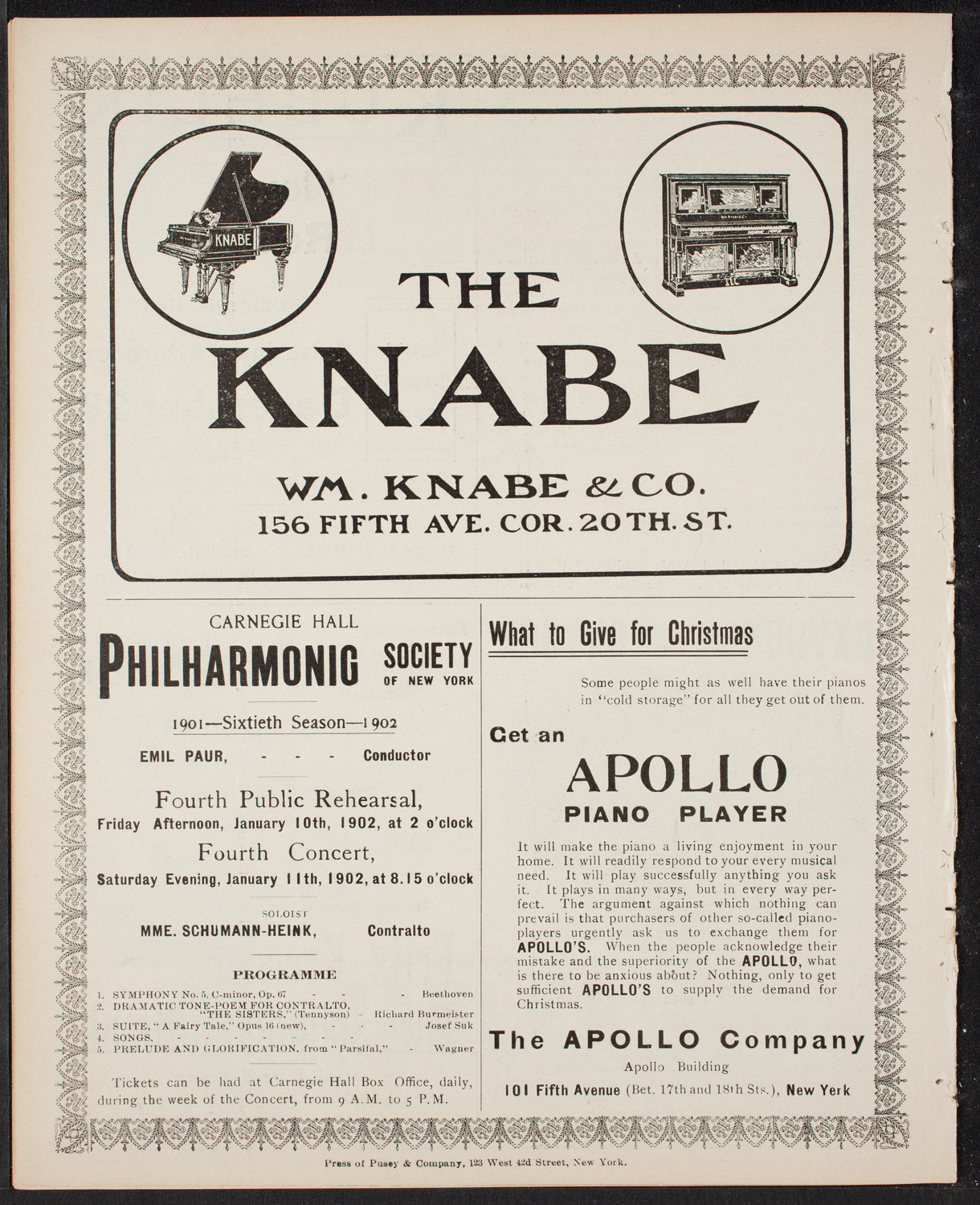 Oratorio Society of New York, December 27, 1901, program page 10