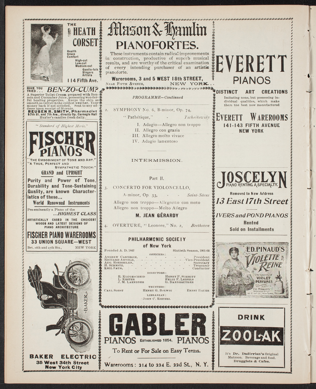 New York Philharmonic, December 6, 1901, program page 8