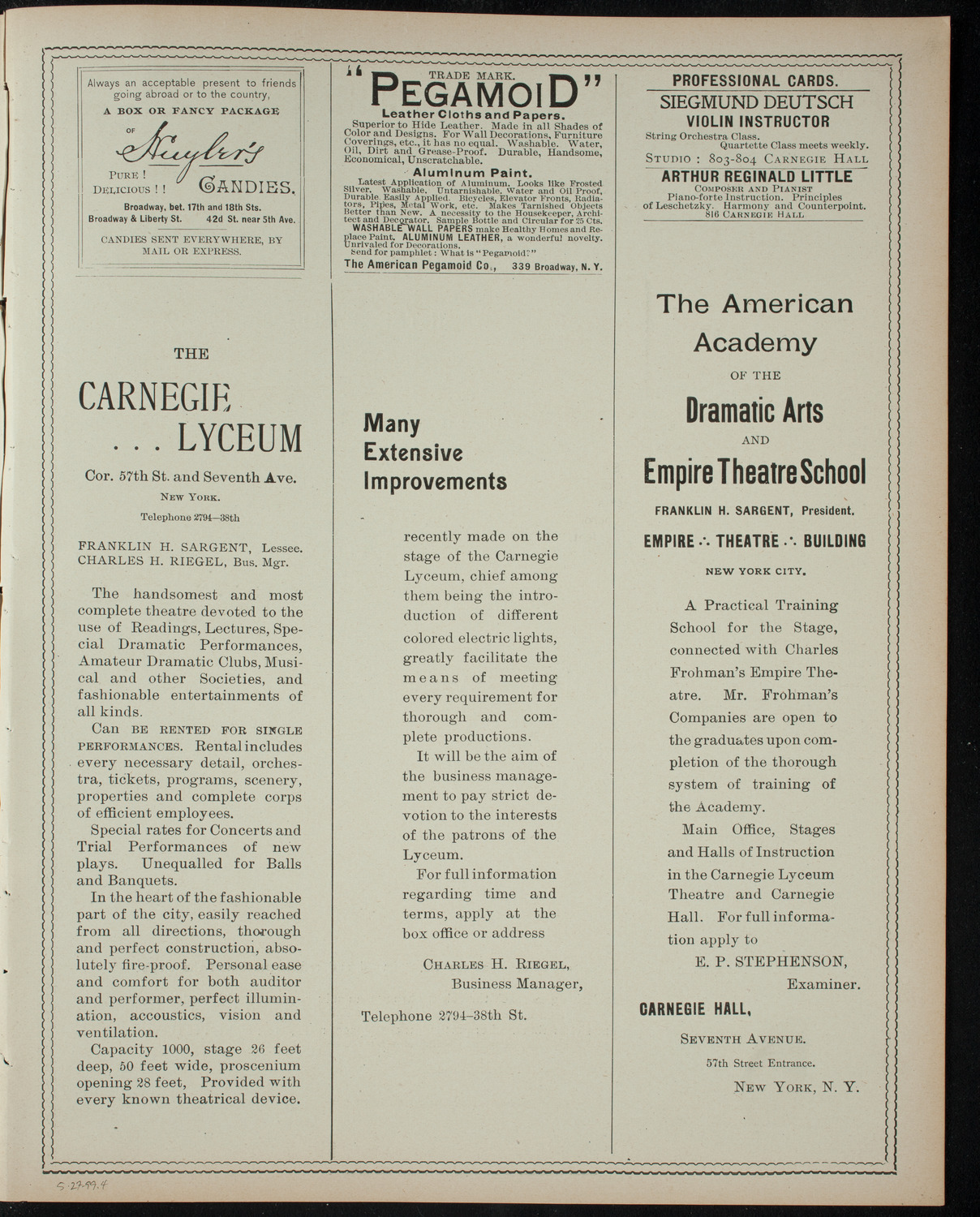 Armenian Dramatic Company of New York, May 27, 1899, program page 7