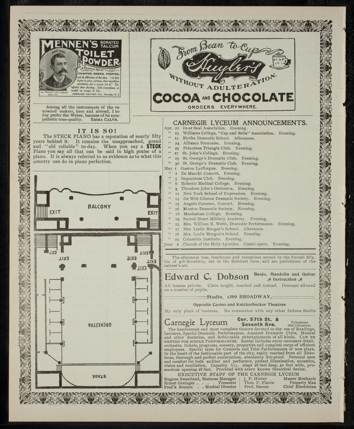 Evening with the Irish Arts, April 21, 1903, program page 4