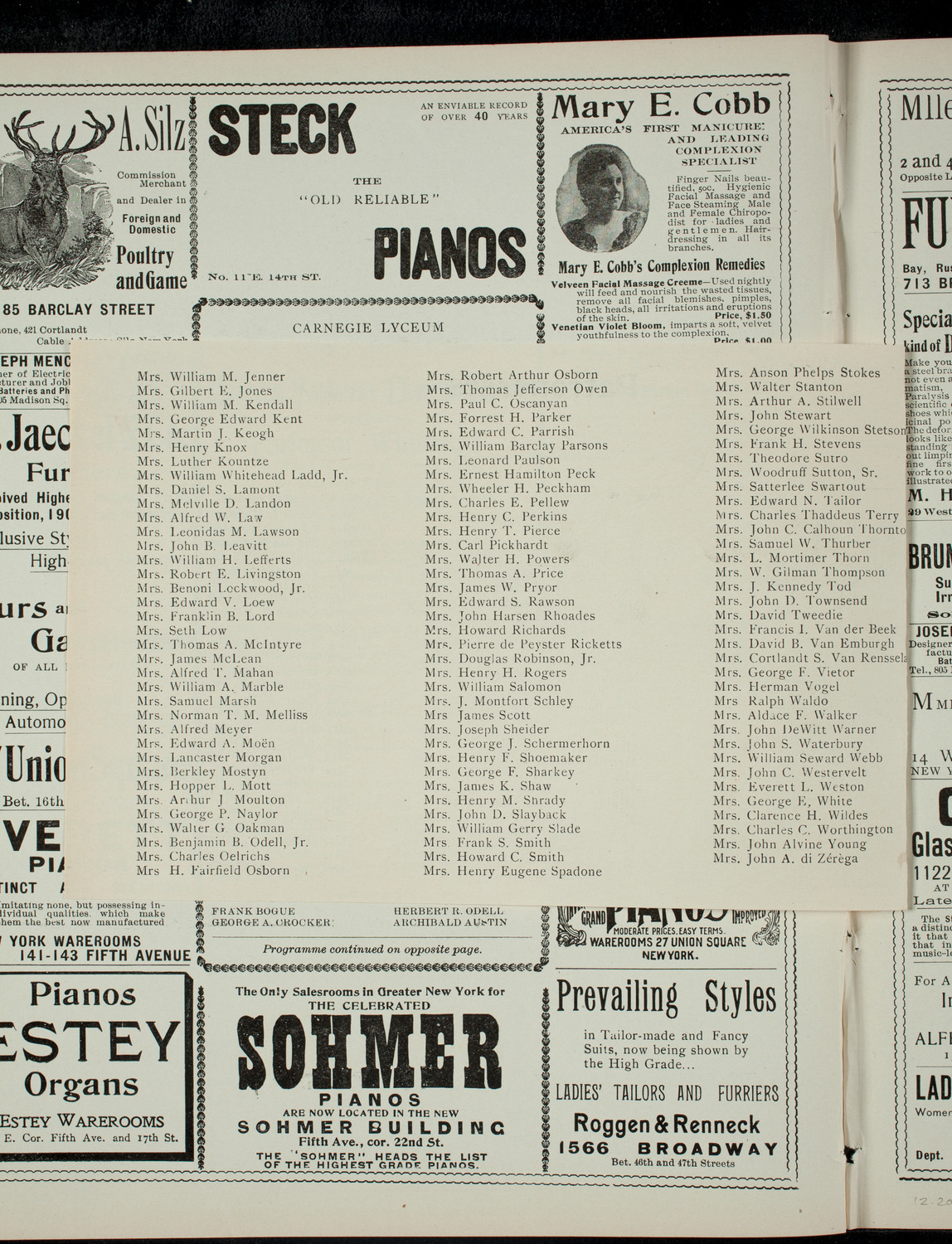 Columbia Sophomore Dramatic Society, December 20, 1900, program page 4