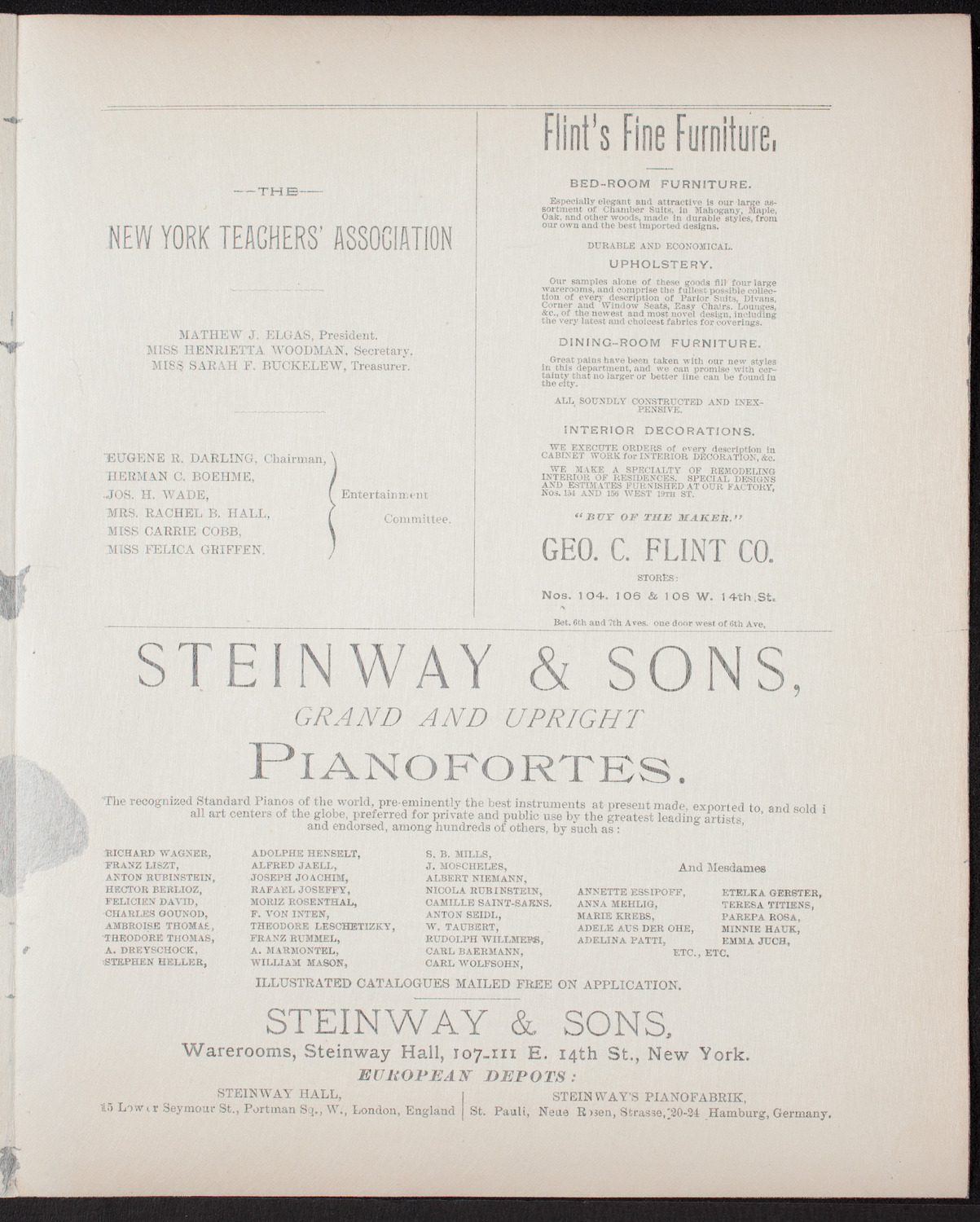 New York Teachers' Association Concert and Reception, May 28, 1892, program page 3