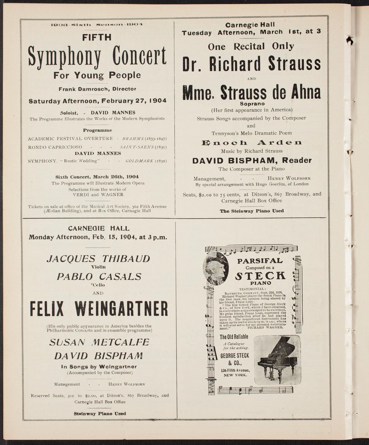 New York Philharmonic, February 13, 1904, program page 8