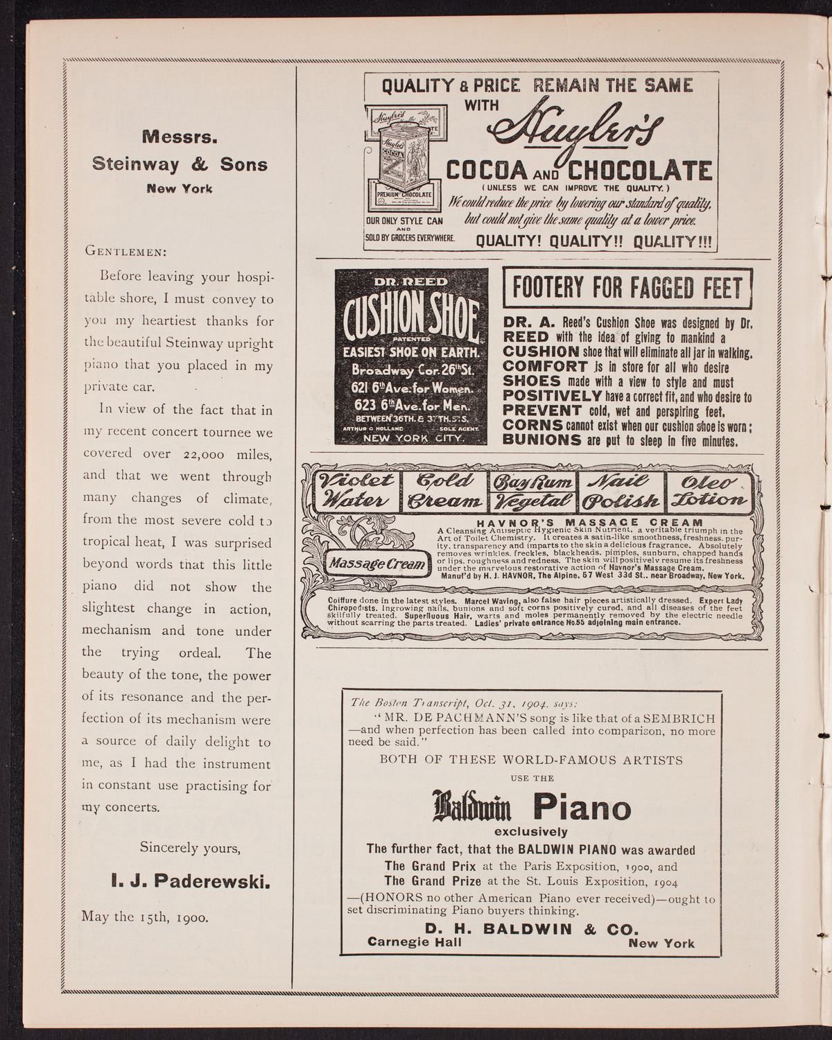 Franz von Vecsey, Violin, January 17, 1905, program page 4
