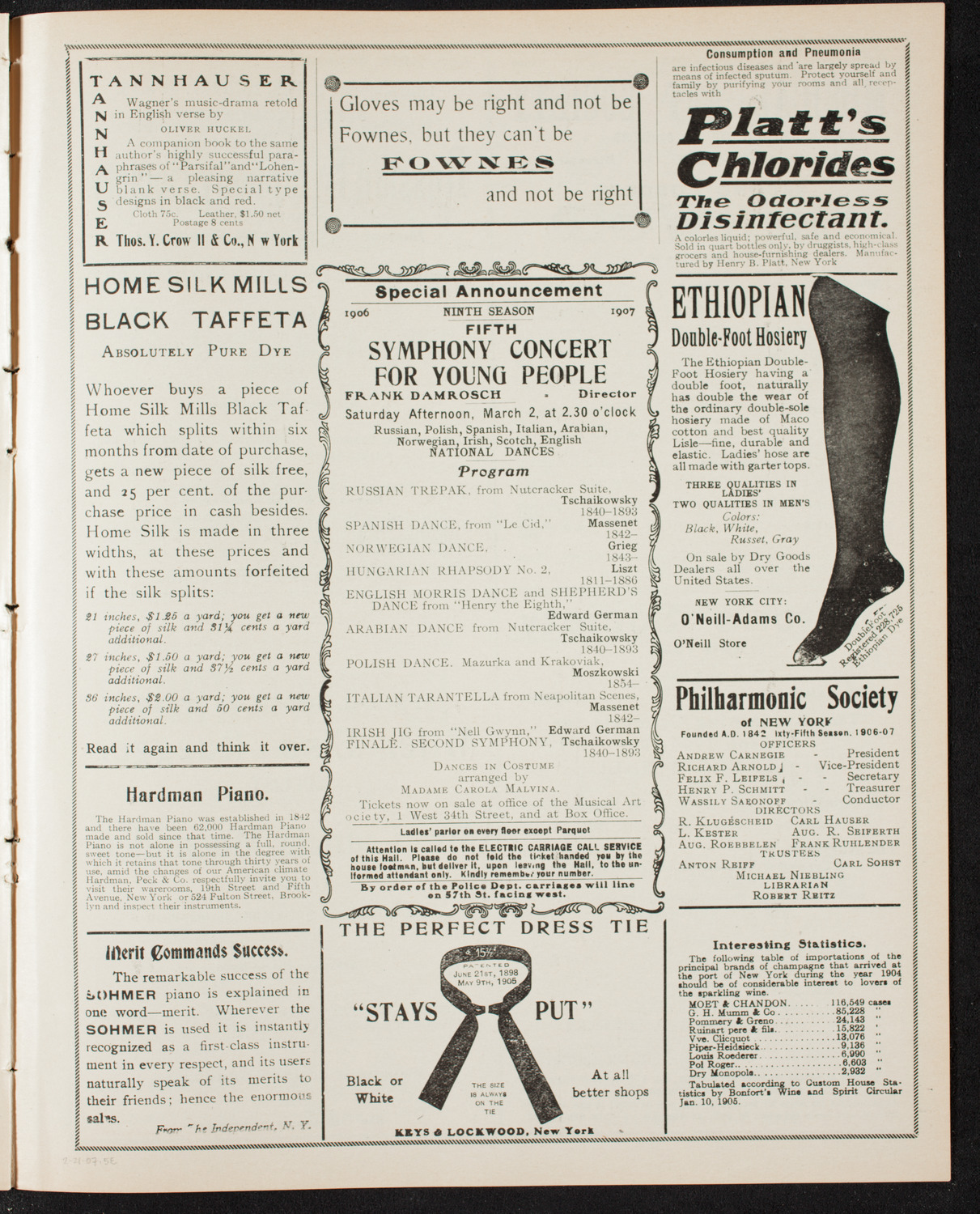 Boston Symphony Orchestra, February 21, 1907, program page 9