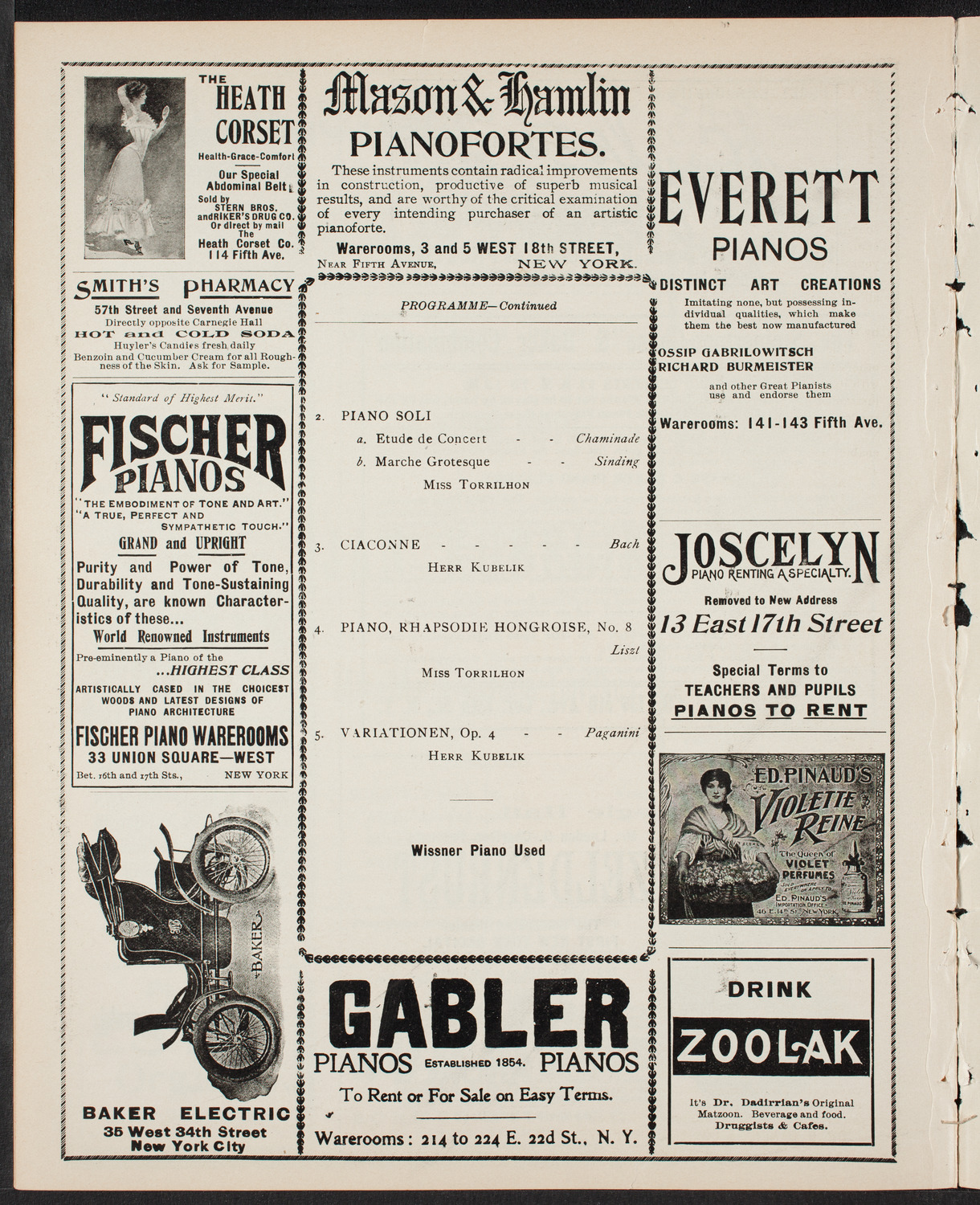 Jan Kubelik, Violin, with Maria-Victoria Torrilhon, Piano, January 11, 1902, program page 8