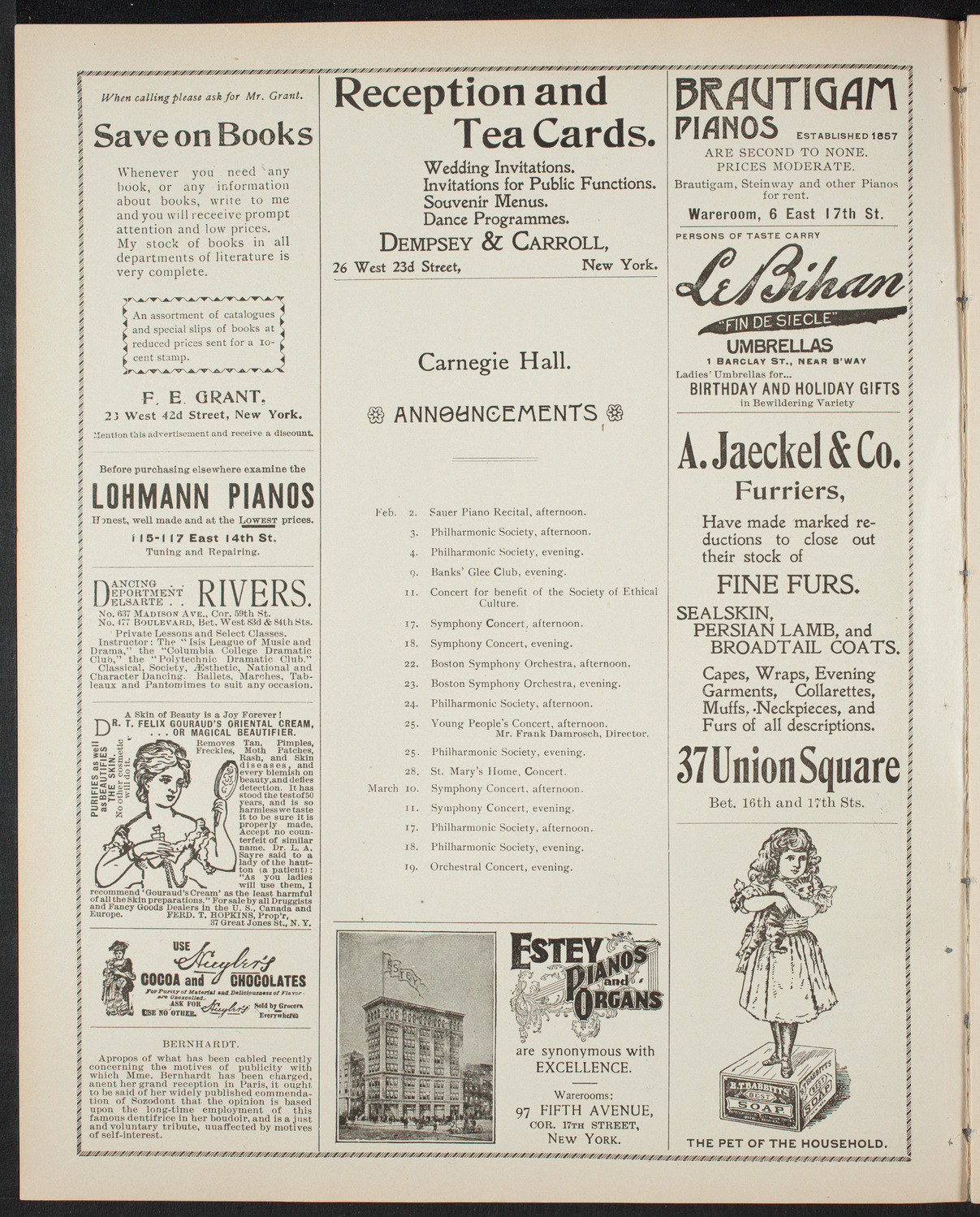 Benefit: Catholic Reading Rooms for Seamen, January 29, 1899, program page 2