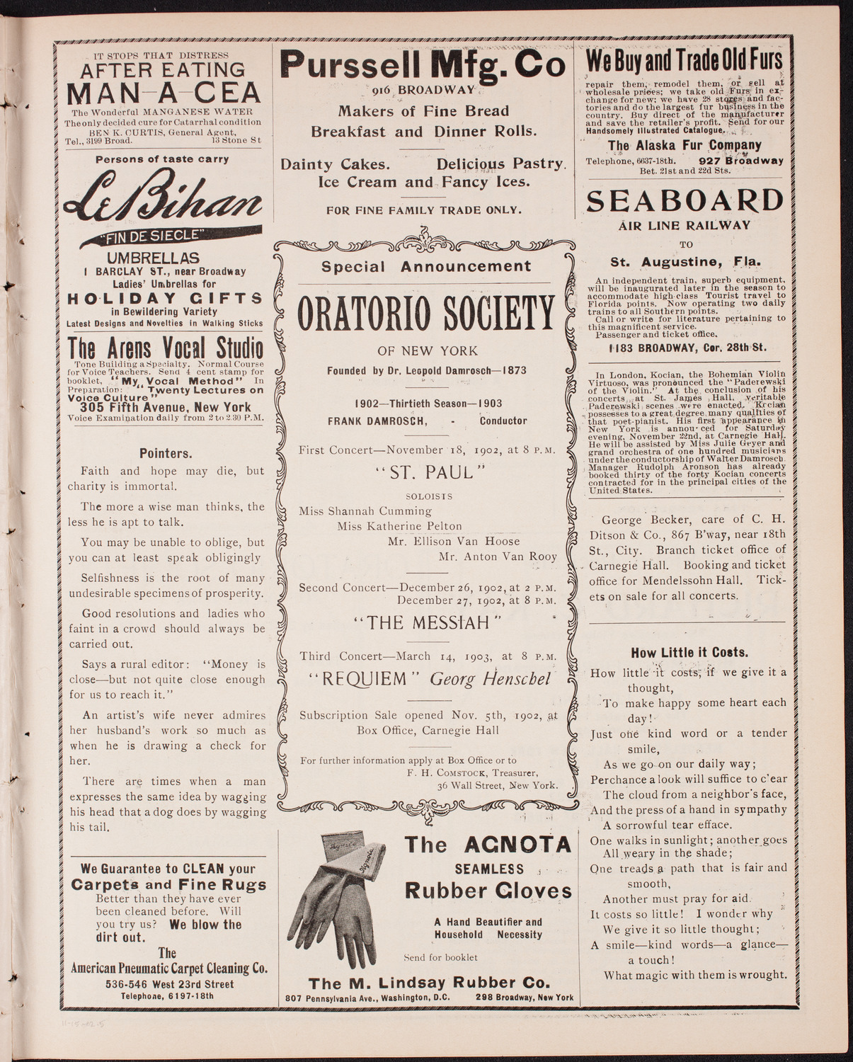New York Philharmonic, November 15, 1902, program page 9