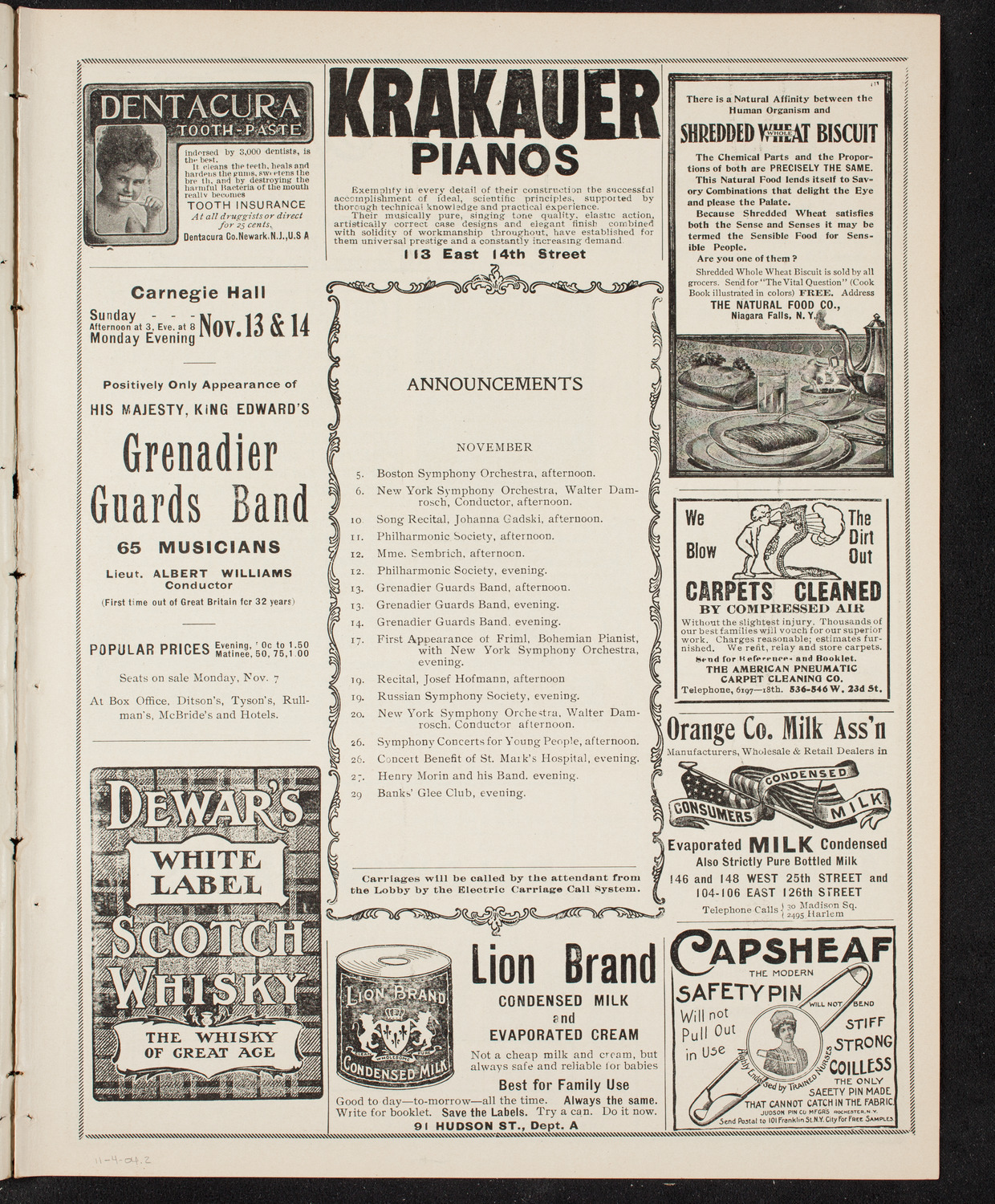 People's Symphony Concert, November 4, 1904, program page 3