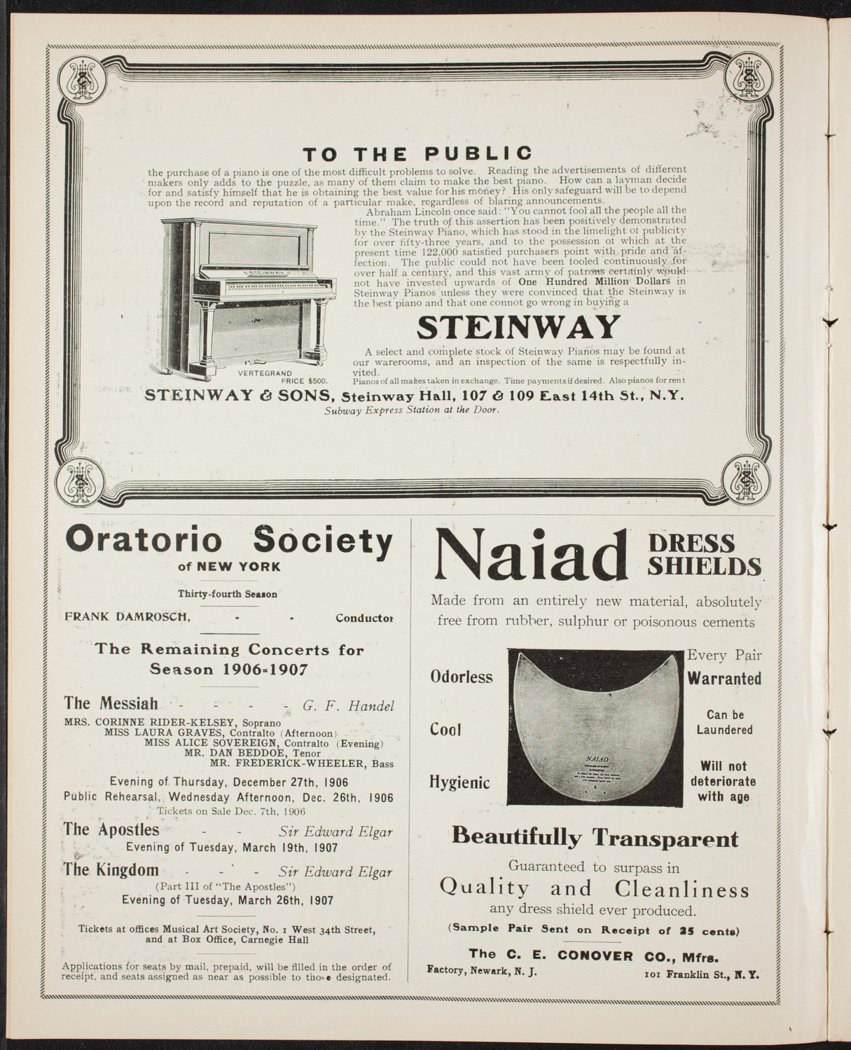 New York Philharmonic, December 22, 1906, program page 4