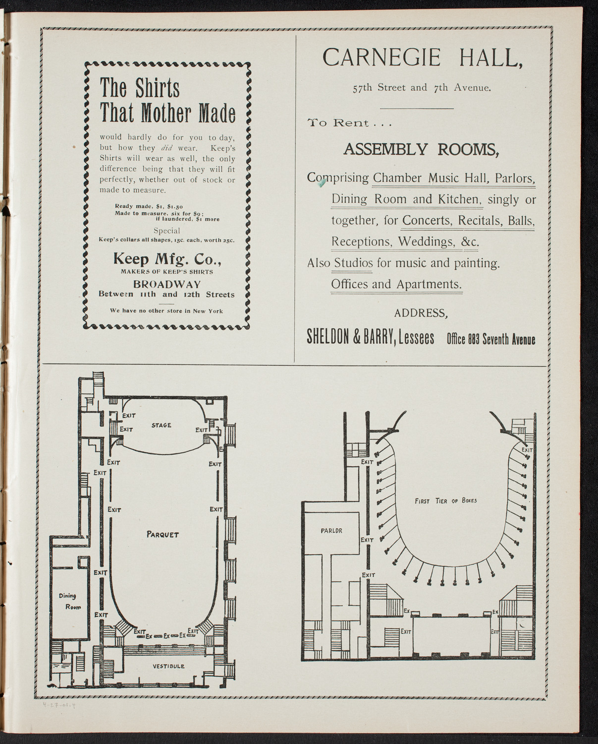 Benefit: St. Andrew's One Cent Coffee Stands, April 27, 1901, program page 7