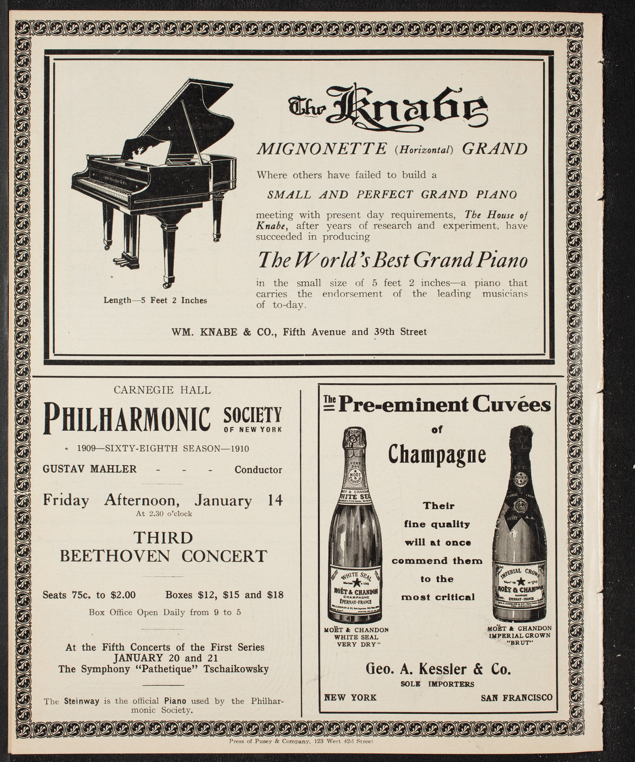 Volpe Symphony Society of New York, January 9, 1910, program page 12