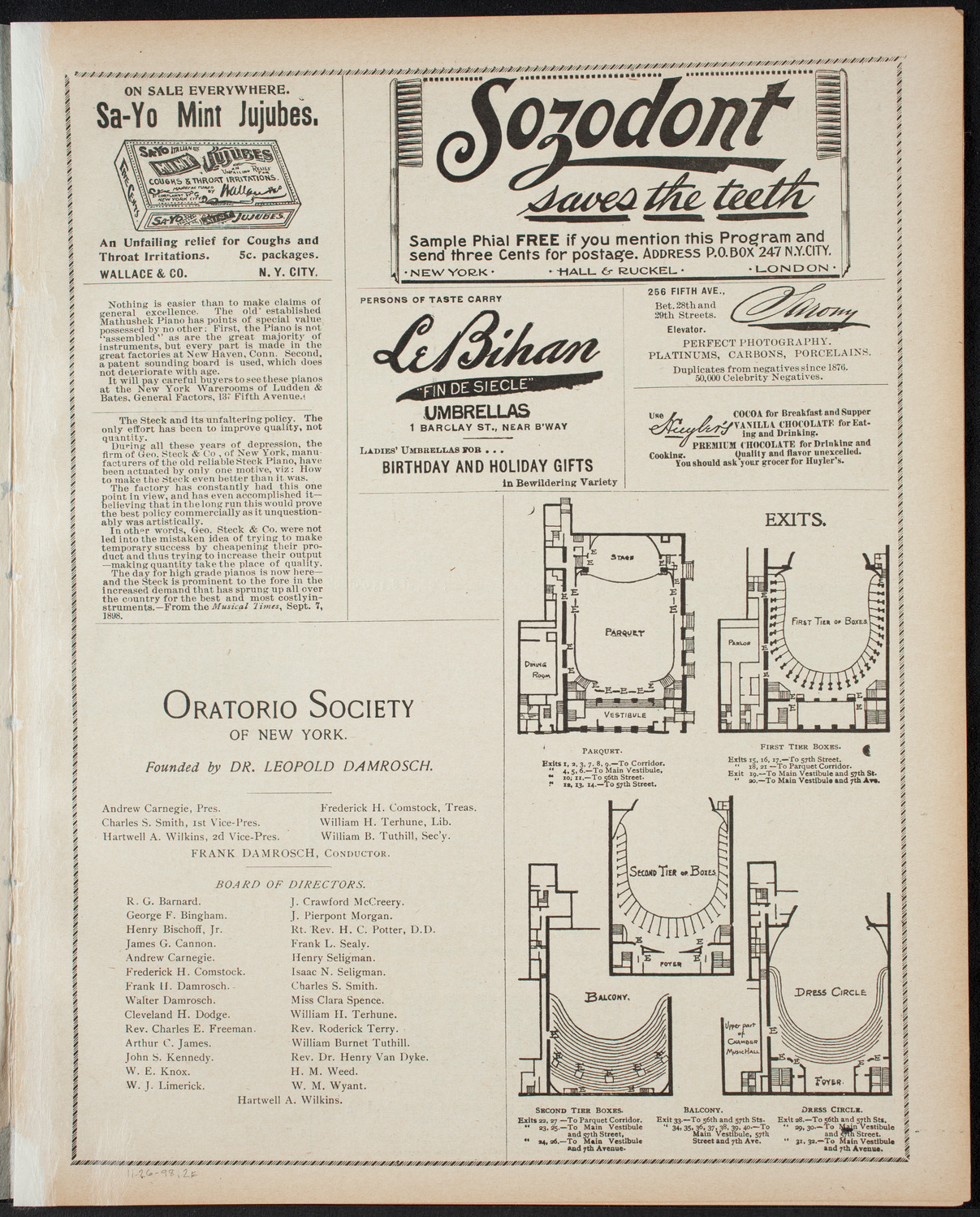 New York Philharmonic, November 26, 1898, program page 3