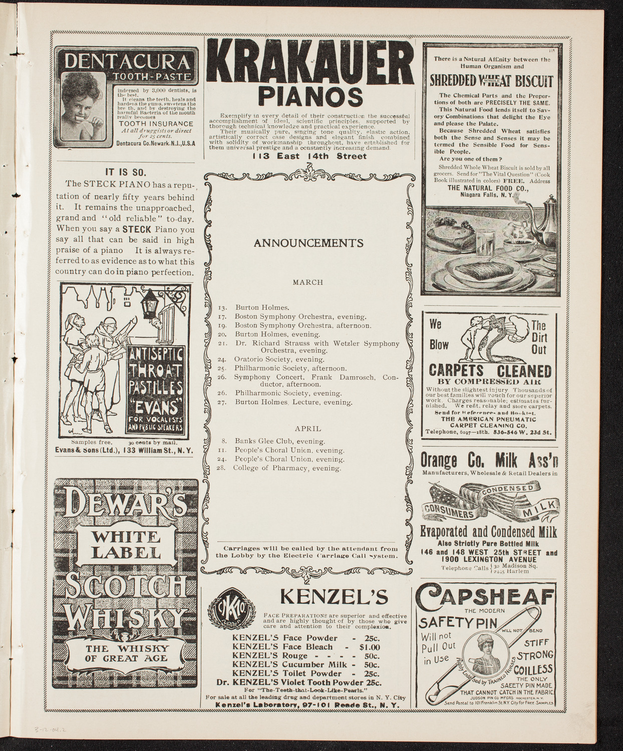 Lillian Nordica, Soprano, with the New York Symphony Orchestra, March 12, 1904, program page 3