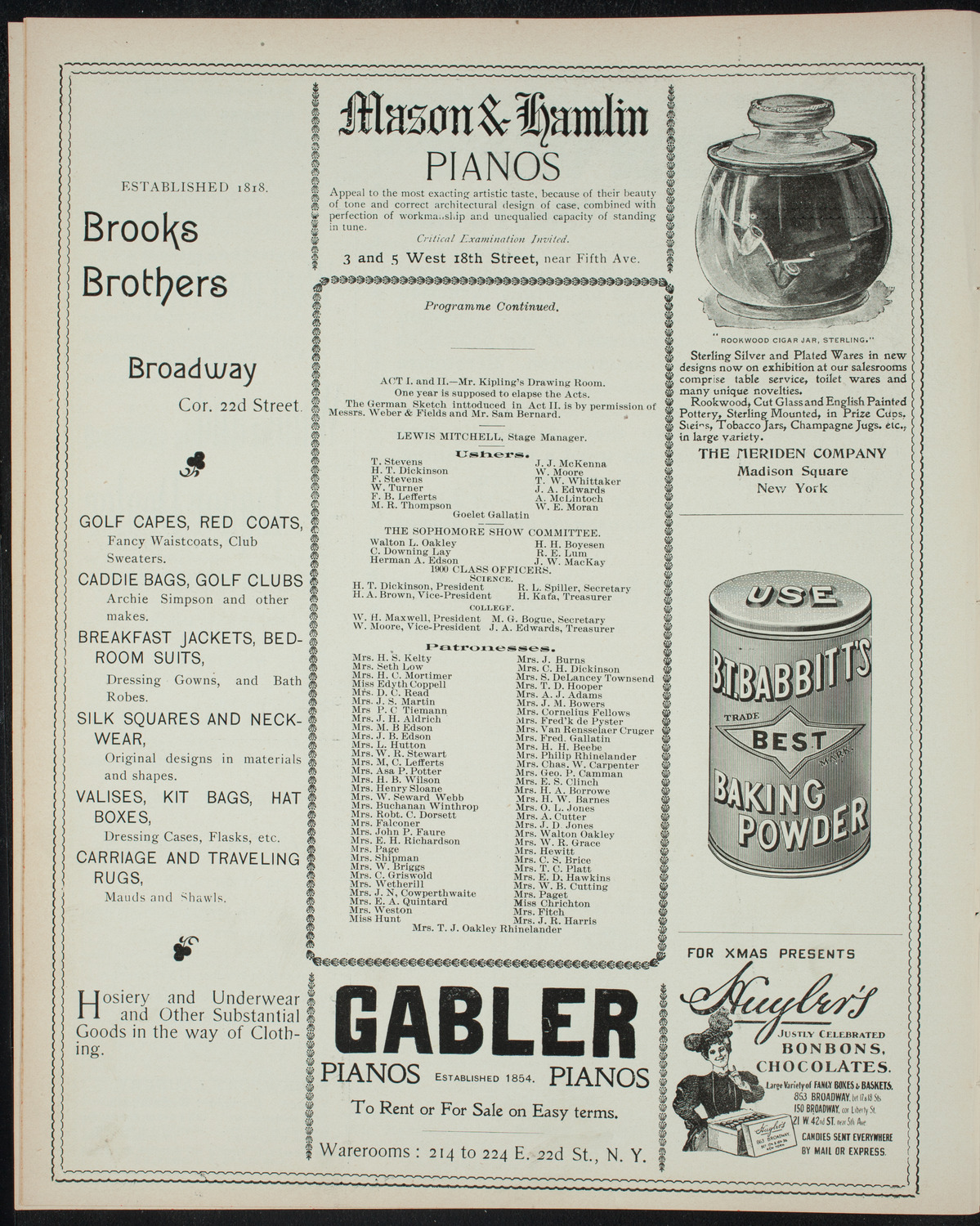 Columbia University Sophomore Class, December 21, 1897, program page 6