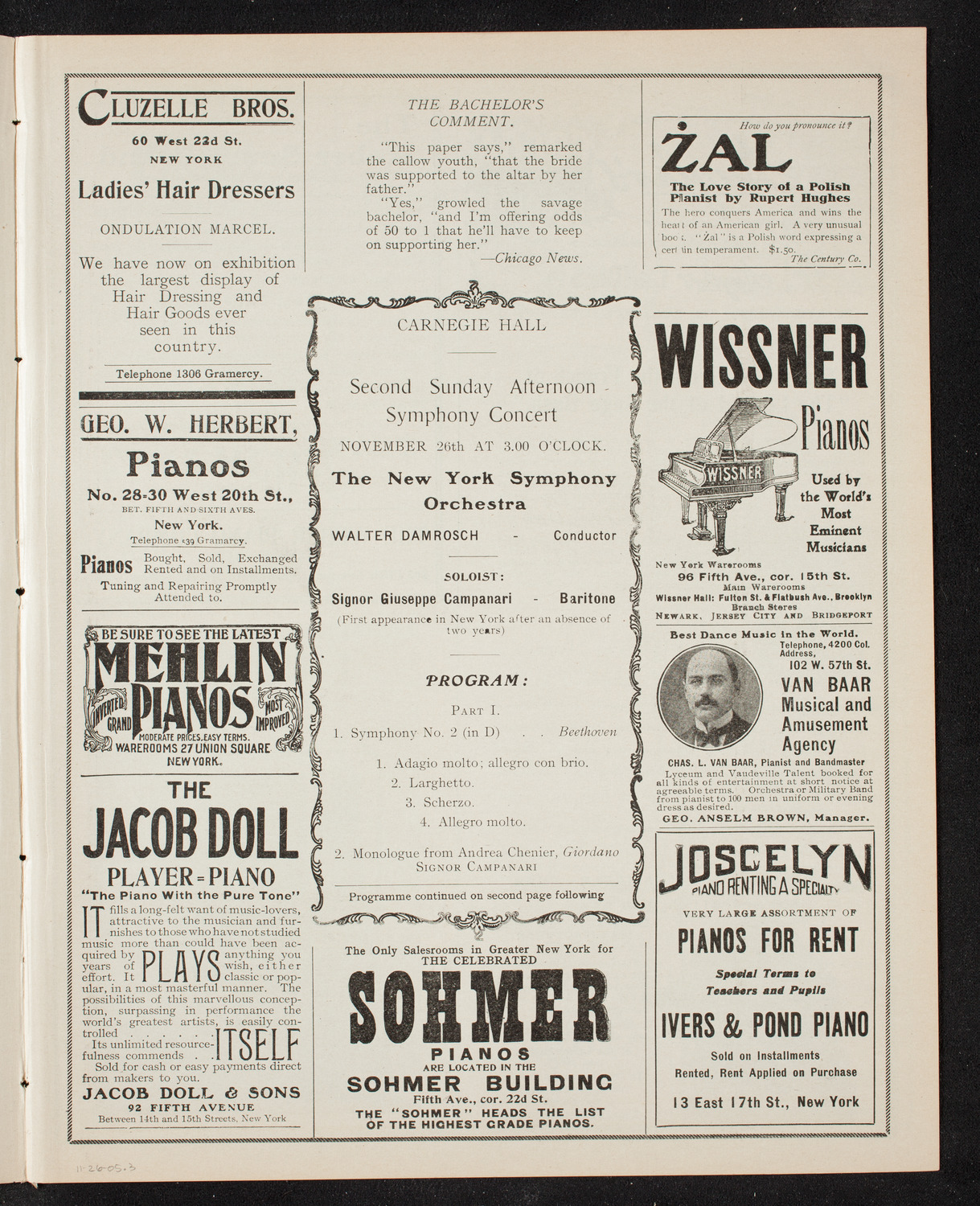 New York Symphony Orchestra, November 26, 1905, program page 5
