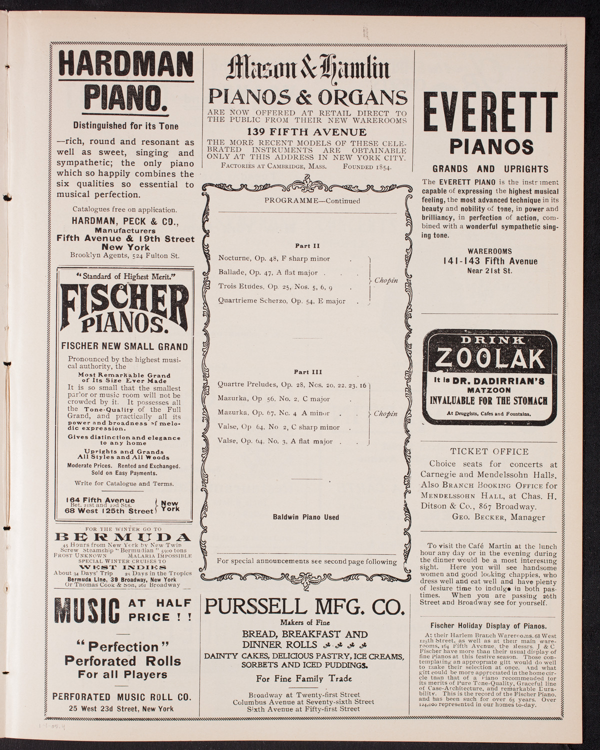 Vladimir de Pachmann, Piano, January 1, 1905, program page 7