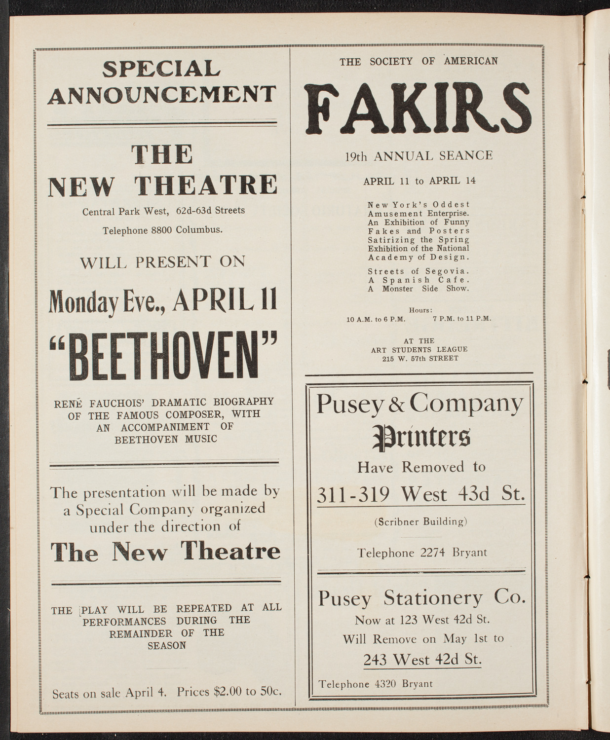 New York Philharmonic, April 2, 1910, program page 10