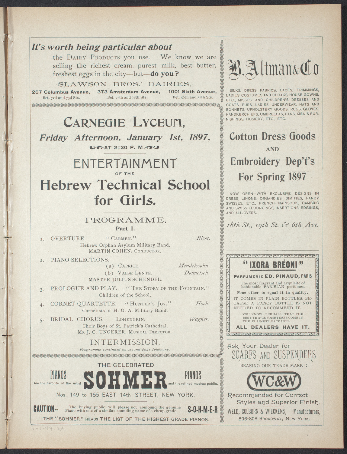 Hebrew Technical School for Girls, January 1, 1897, program page 3