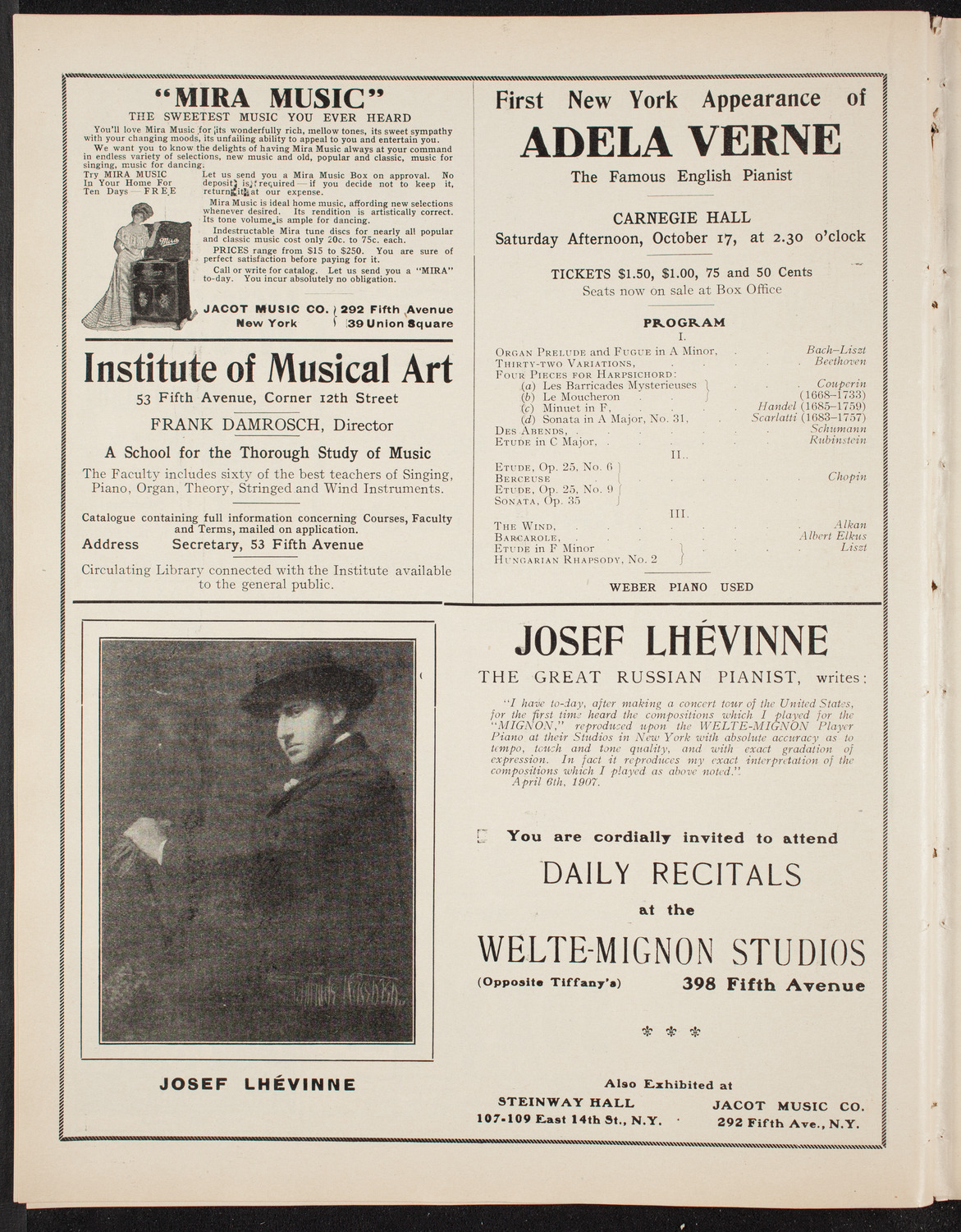 George Hamlin, Tenor, October 11, 1908, program page 6