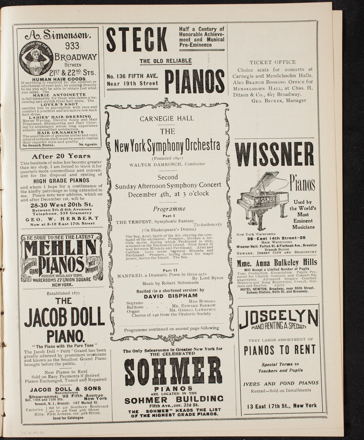 New York Symphony Orchestra, December 4, 1904, program page 5