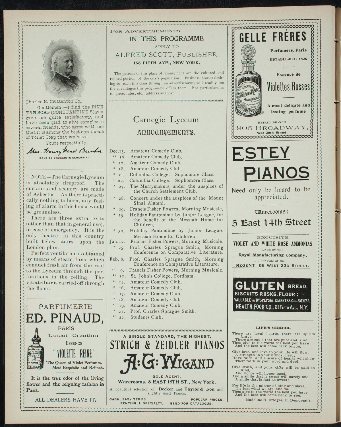 Powers-Mannes Wednesday Morning Musicale, December 15, 1897, program page 2