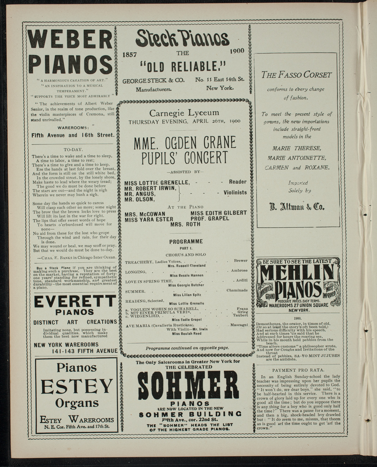 Mme. Odgen-Crane Pupils' Concert, April 26, 1900, program page 2