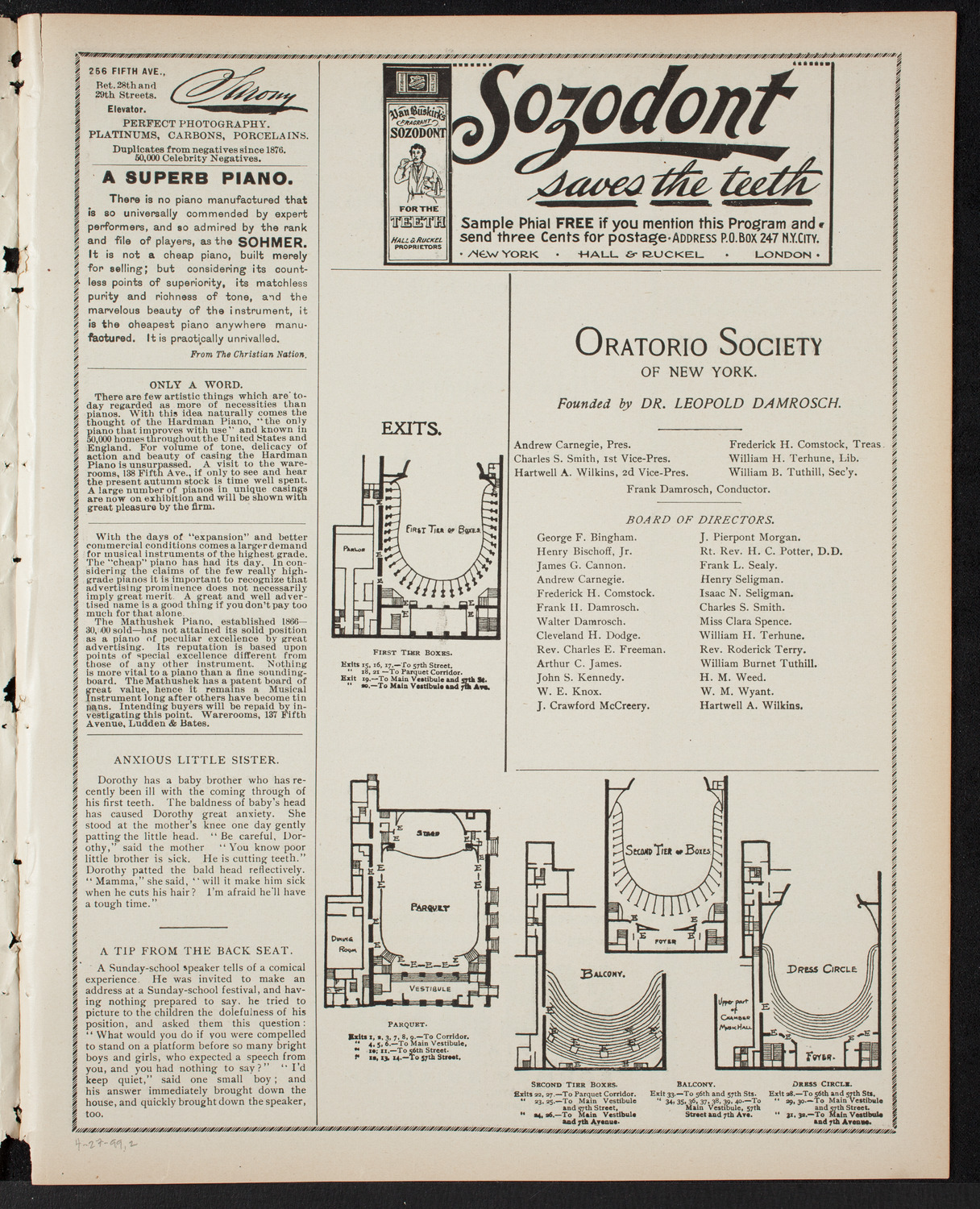 Rafael Joseffy, Piano, April 27, 1899, program page 3