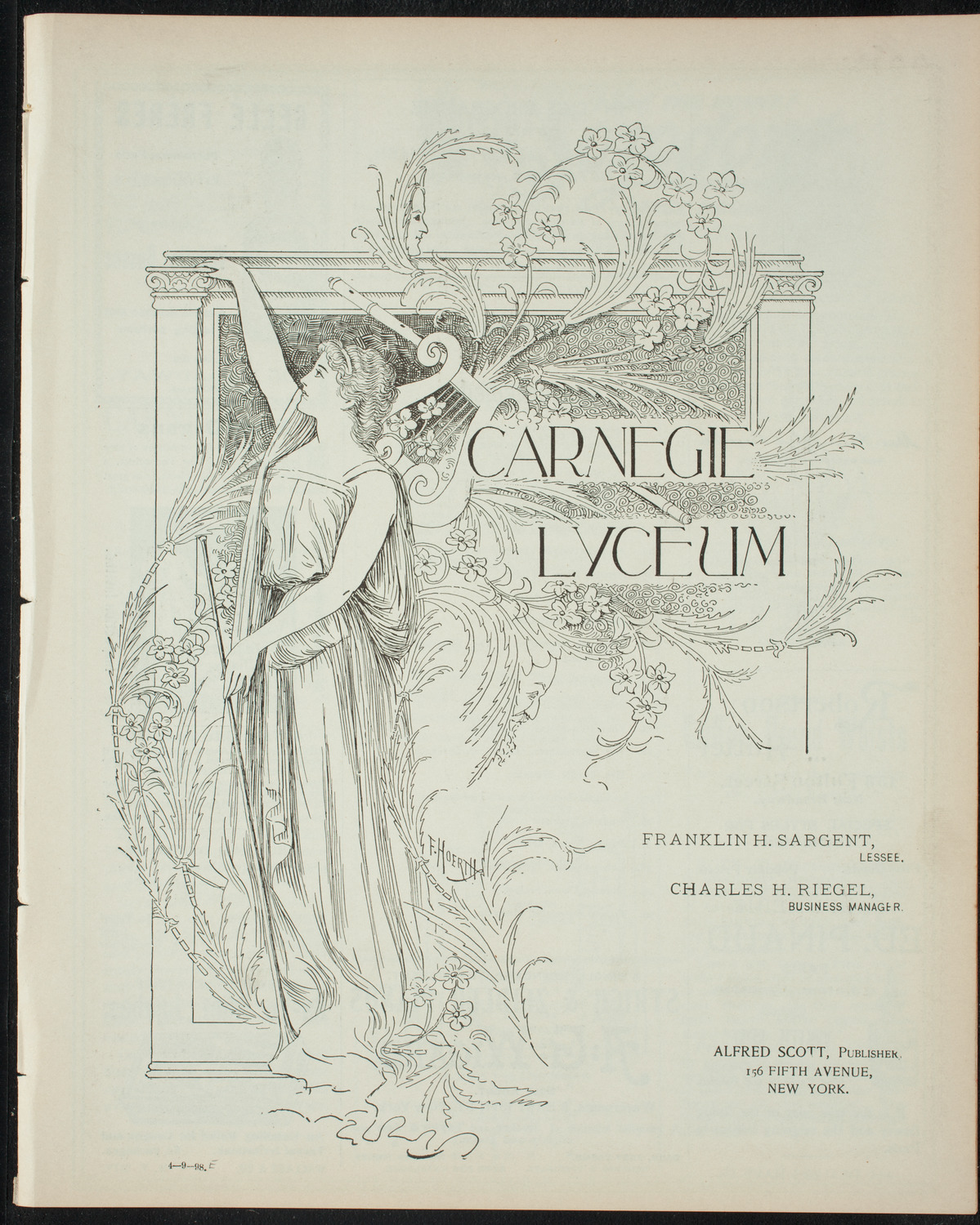 Club Lirico-Dramatico Cubano, April 9, 1898, program page 1