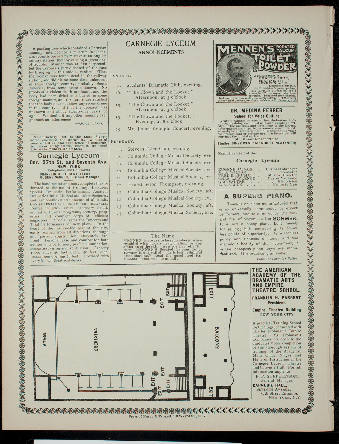 The Children's Theatre, January 14, 1901, program page 4