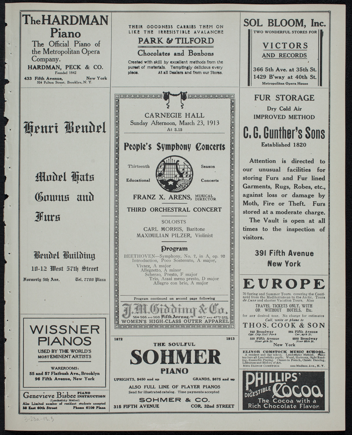 People's Symphony Concert, March 23, 1913, program page 5
