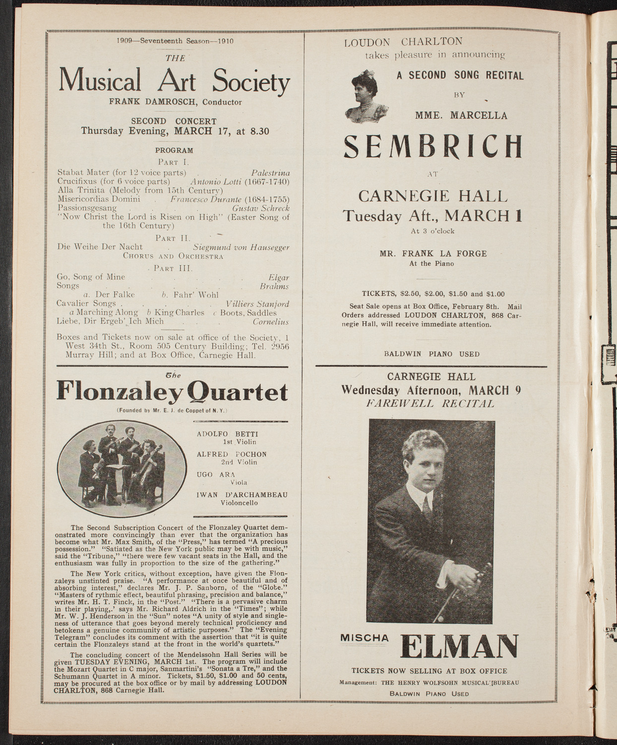 Boston Symphony Orchestra, February 24, 1910, program page 10
