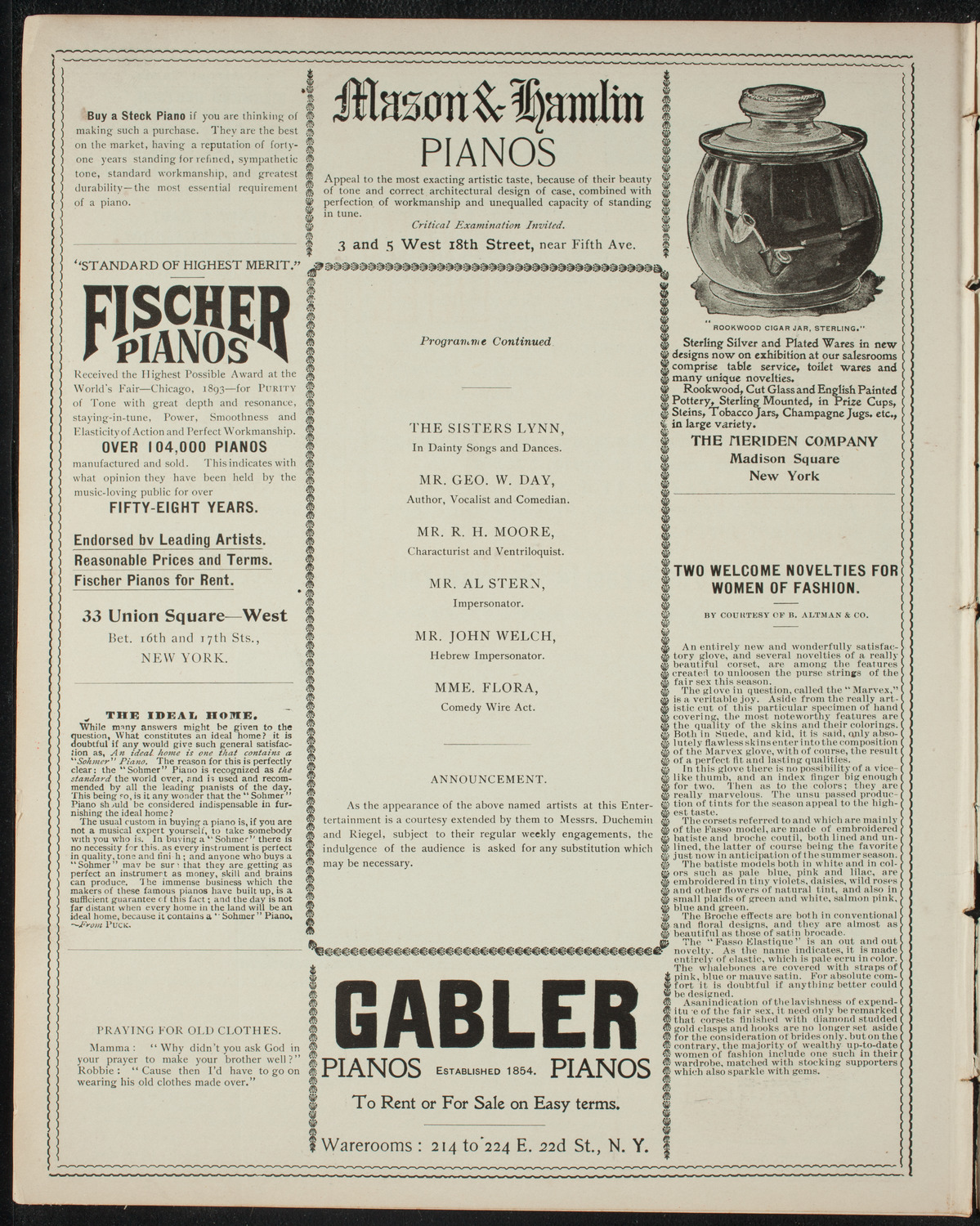 Vaudeville Concert, June 1, 1898, program page 6