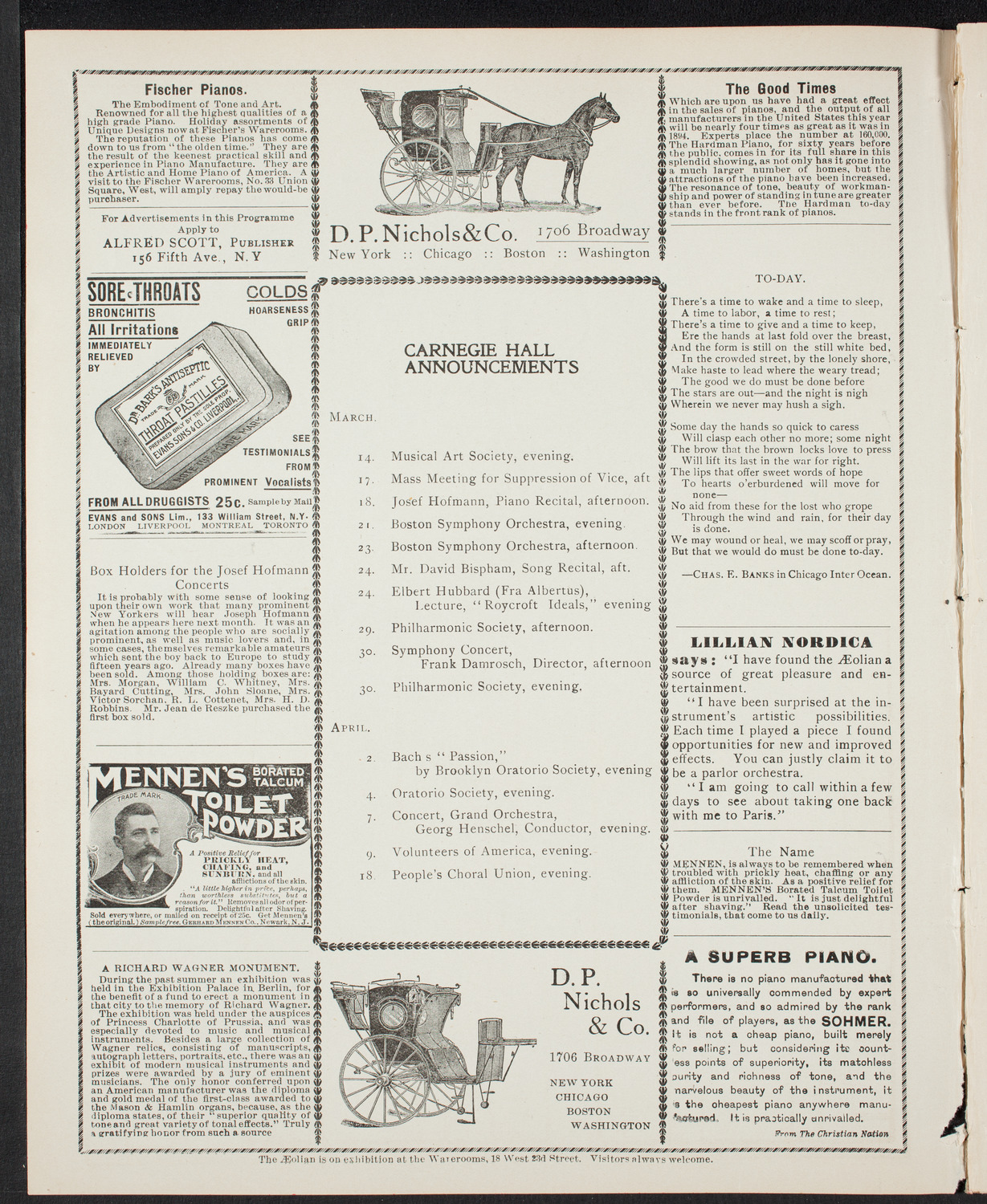 Lecture by Canon Schmitz Didier, March 12, 1901, program page 2