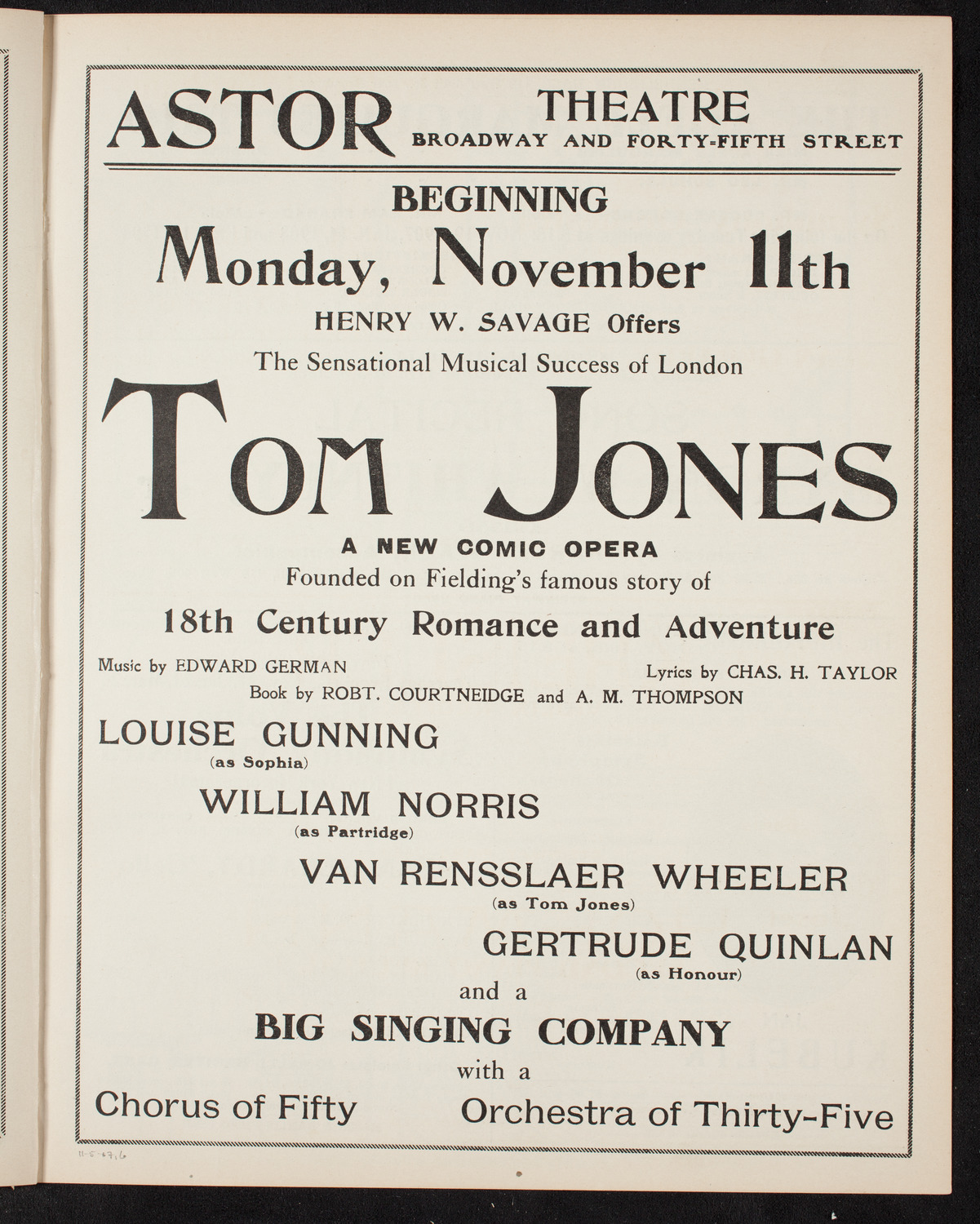 Philadelphia Orchestra, November 5, 1907, program page 11