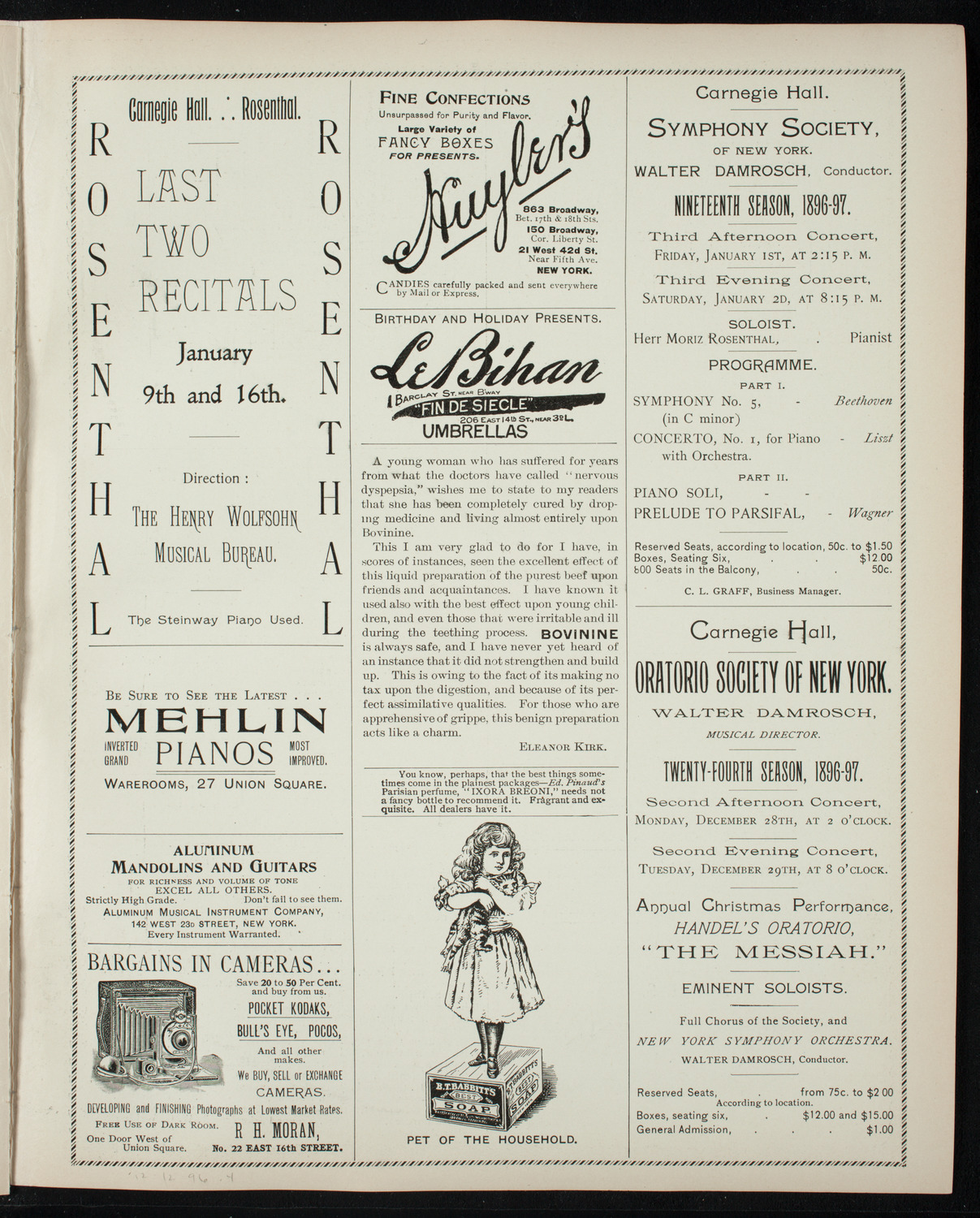 New York Philharmonic, December 12, 1896, program page 7