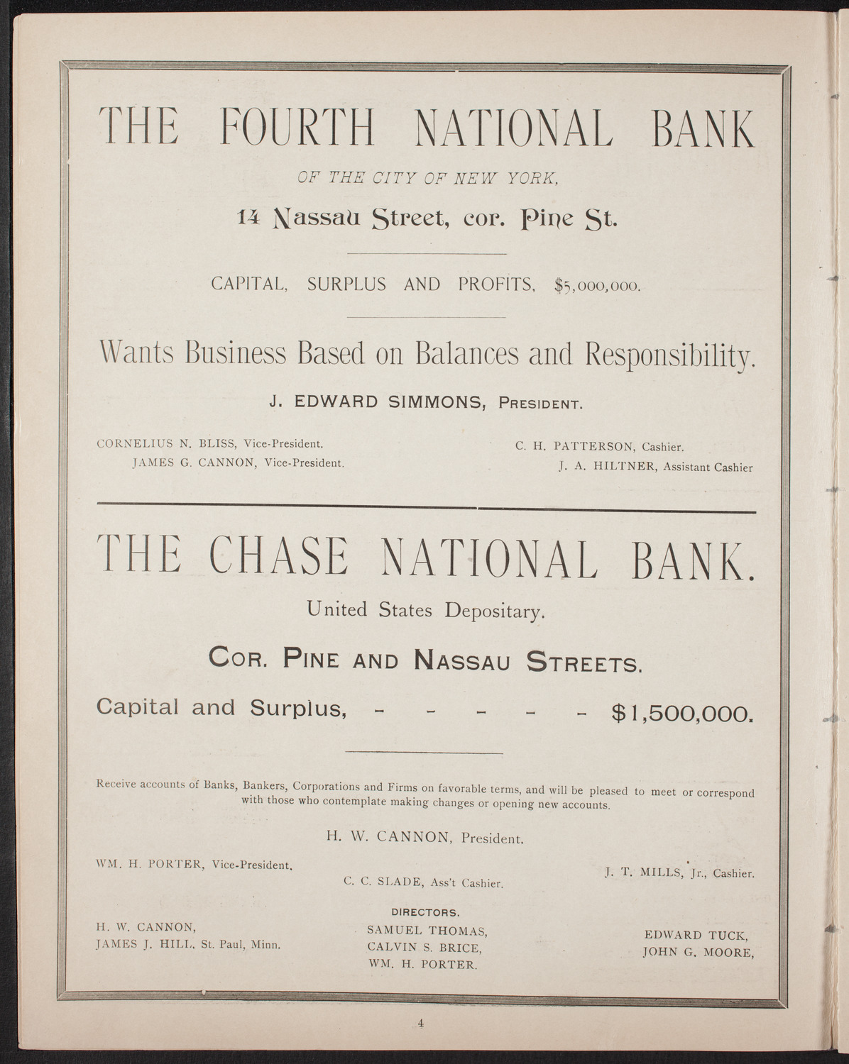 New York Banks' Glee Club, February 21, 1893, program page 4