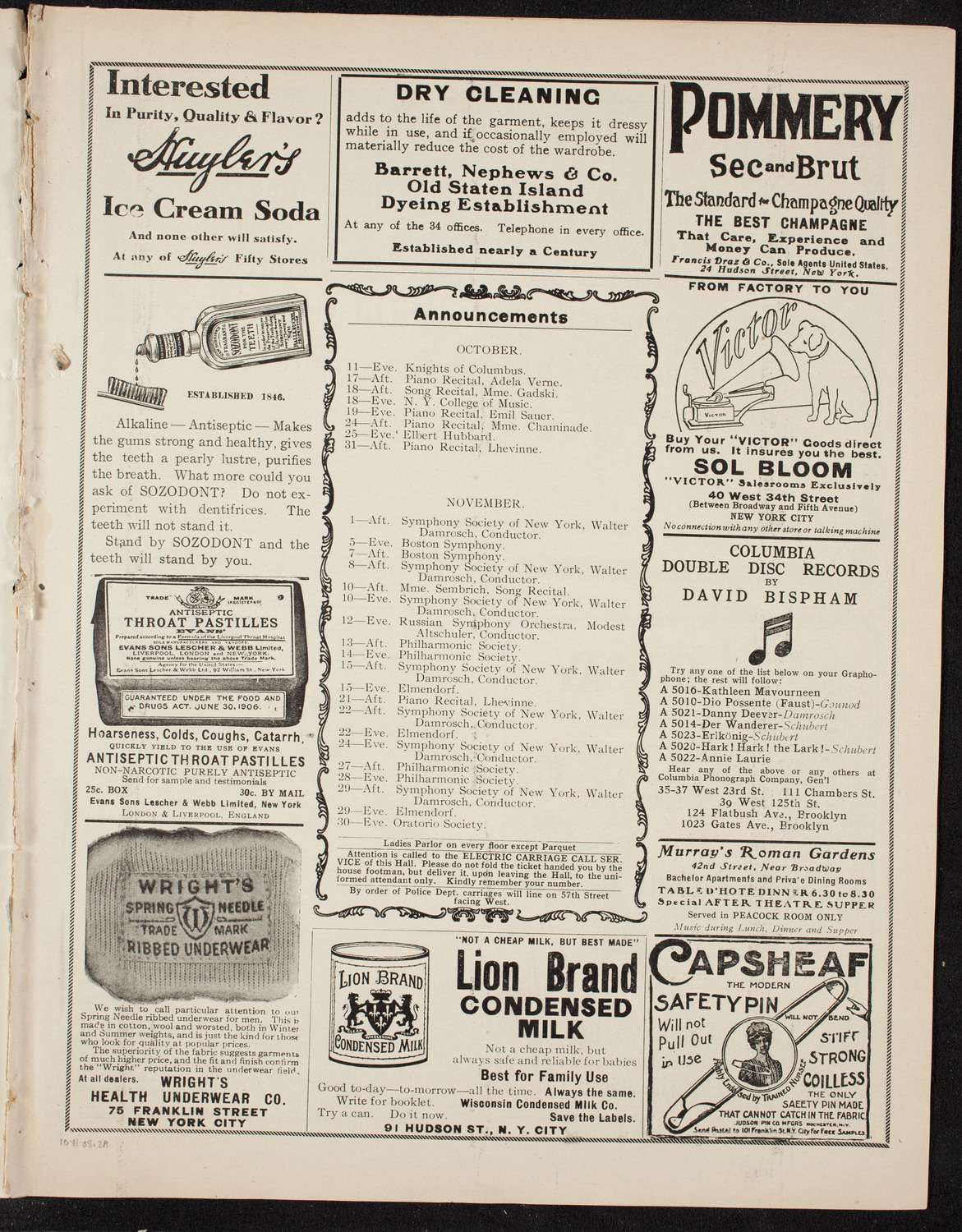 George Hamlin, Tenor, October 11, 1908, program page 3