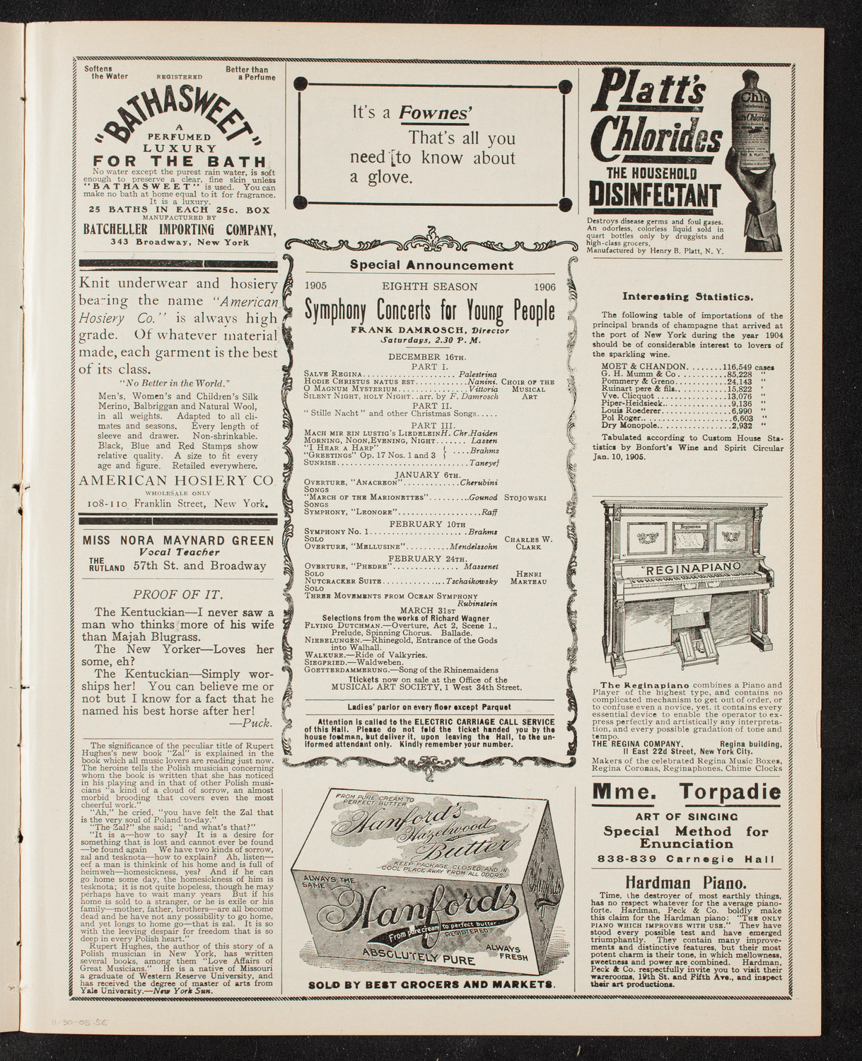 Jan Kubelik, Violin, with the New York Symphony Orchestra, November 30, 1905, program page 9