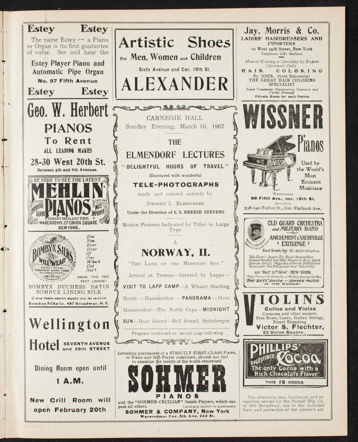 Elmendorf Lecture: Norway, March 10, 1907, program page 5