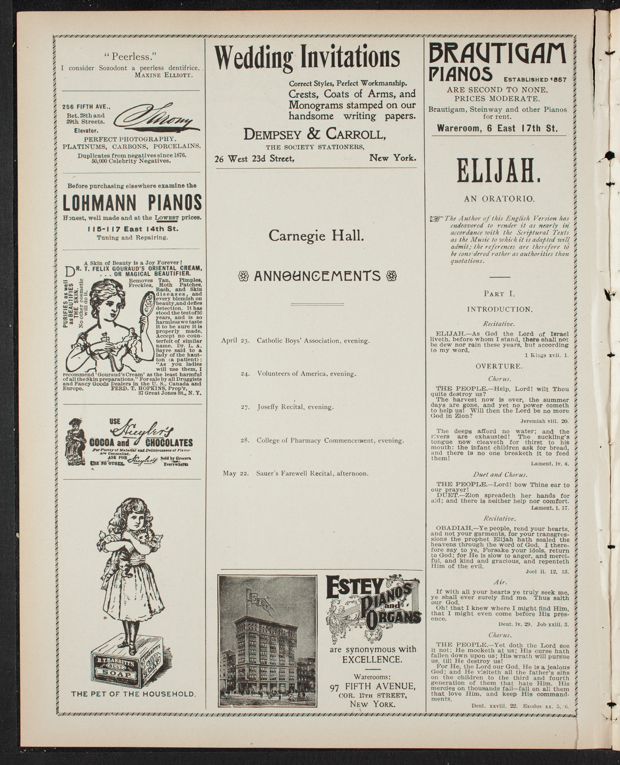 People's Choral Union, April 22, 1899, program page 2