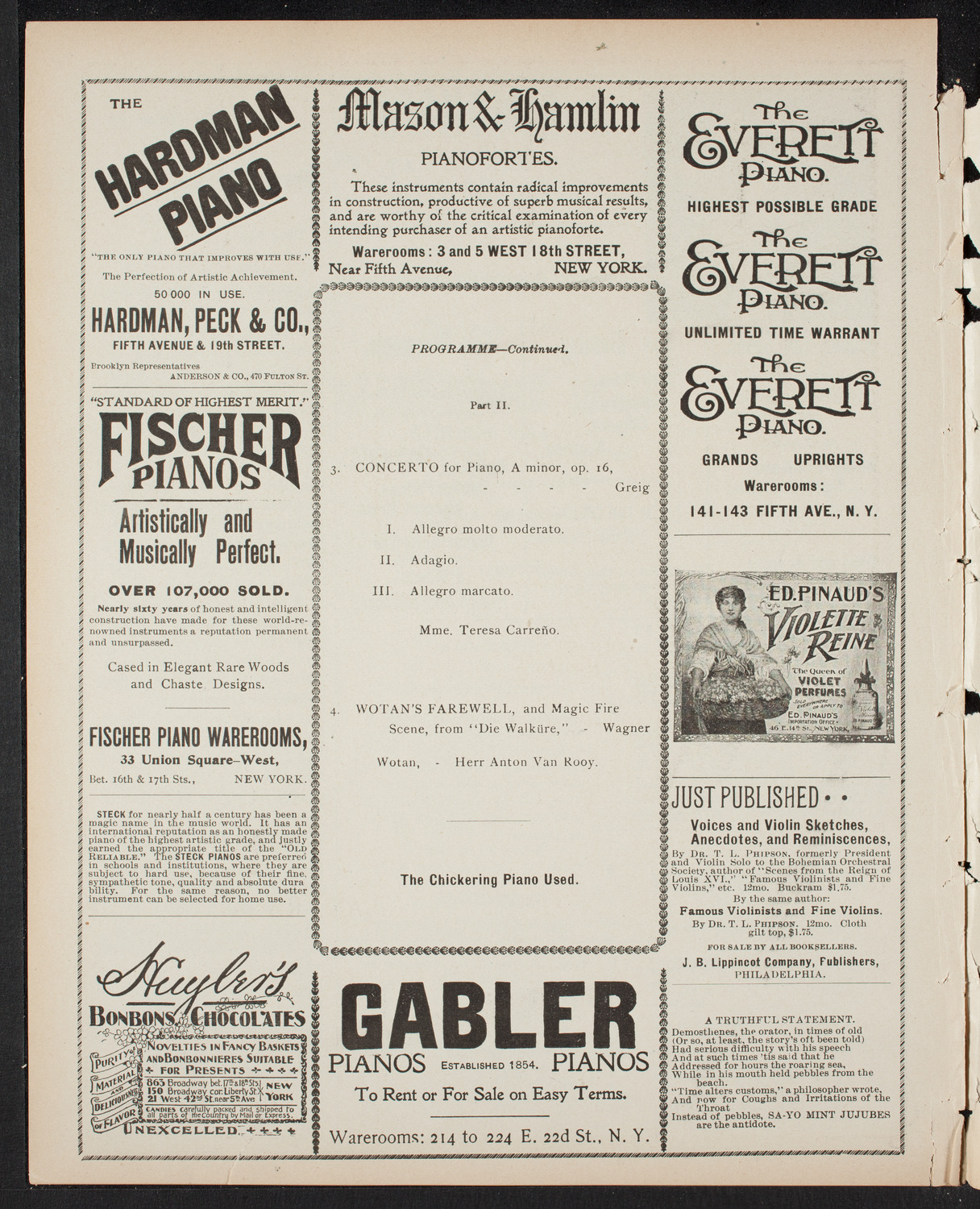 New York Philharmonic, April 8, 1899, program page 6