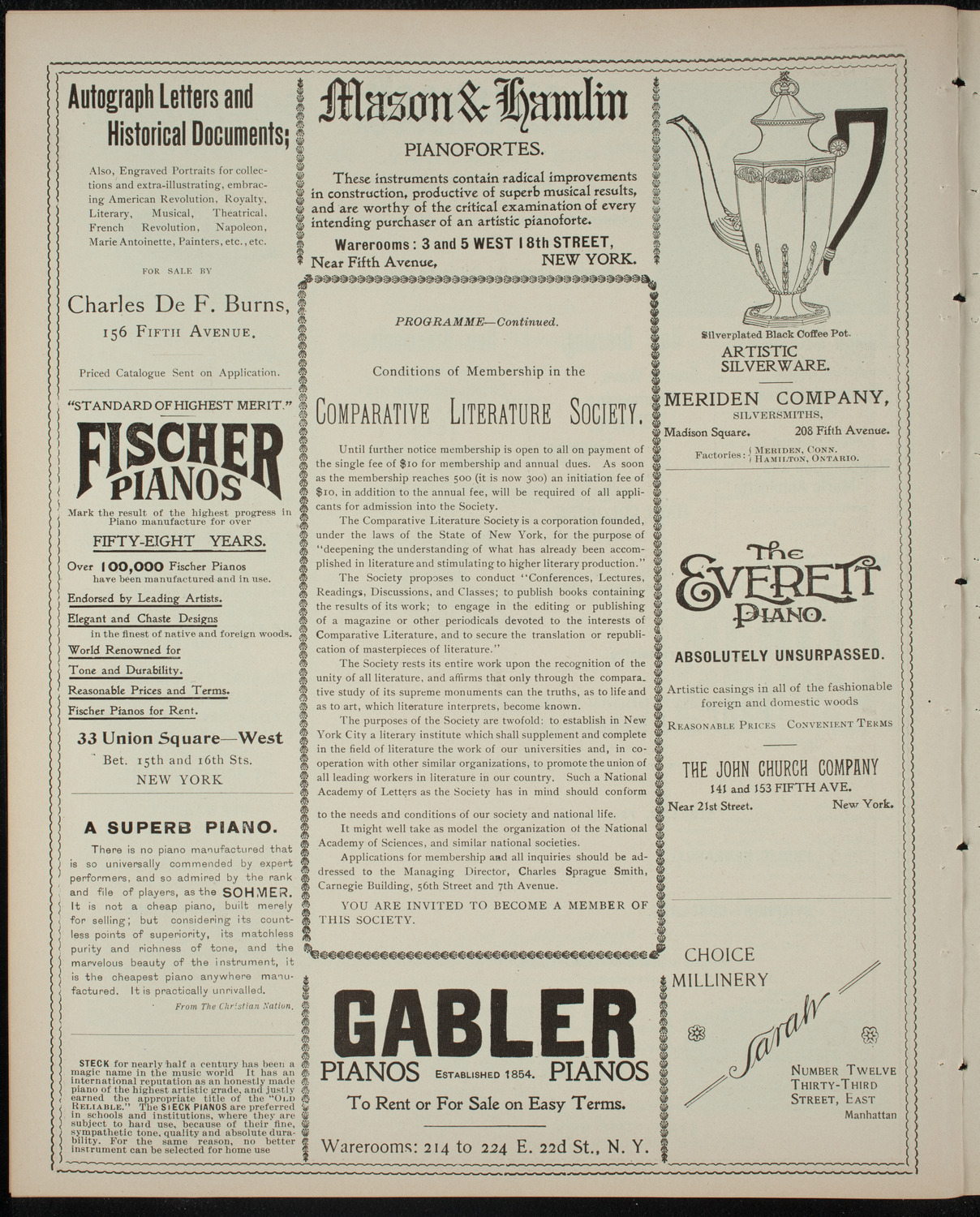 Comparative Literature Society Saturday Morning Conference, February 4, 1899, program page 6