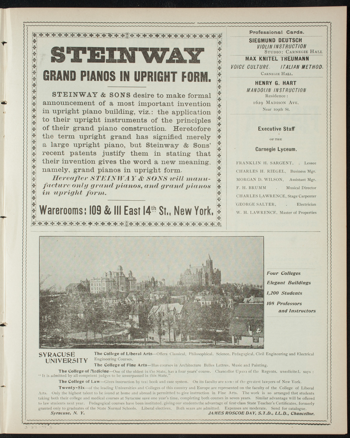 Comparative Literature Society Evening Conference, March 22, 1898, program page 5