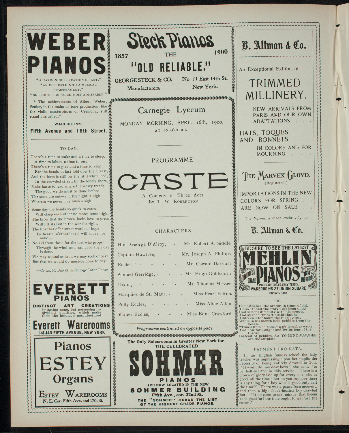 American Academy of Dramatic Arts, April 16, 1900, program page 2