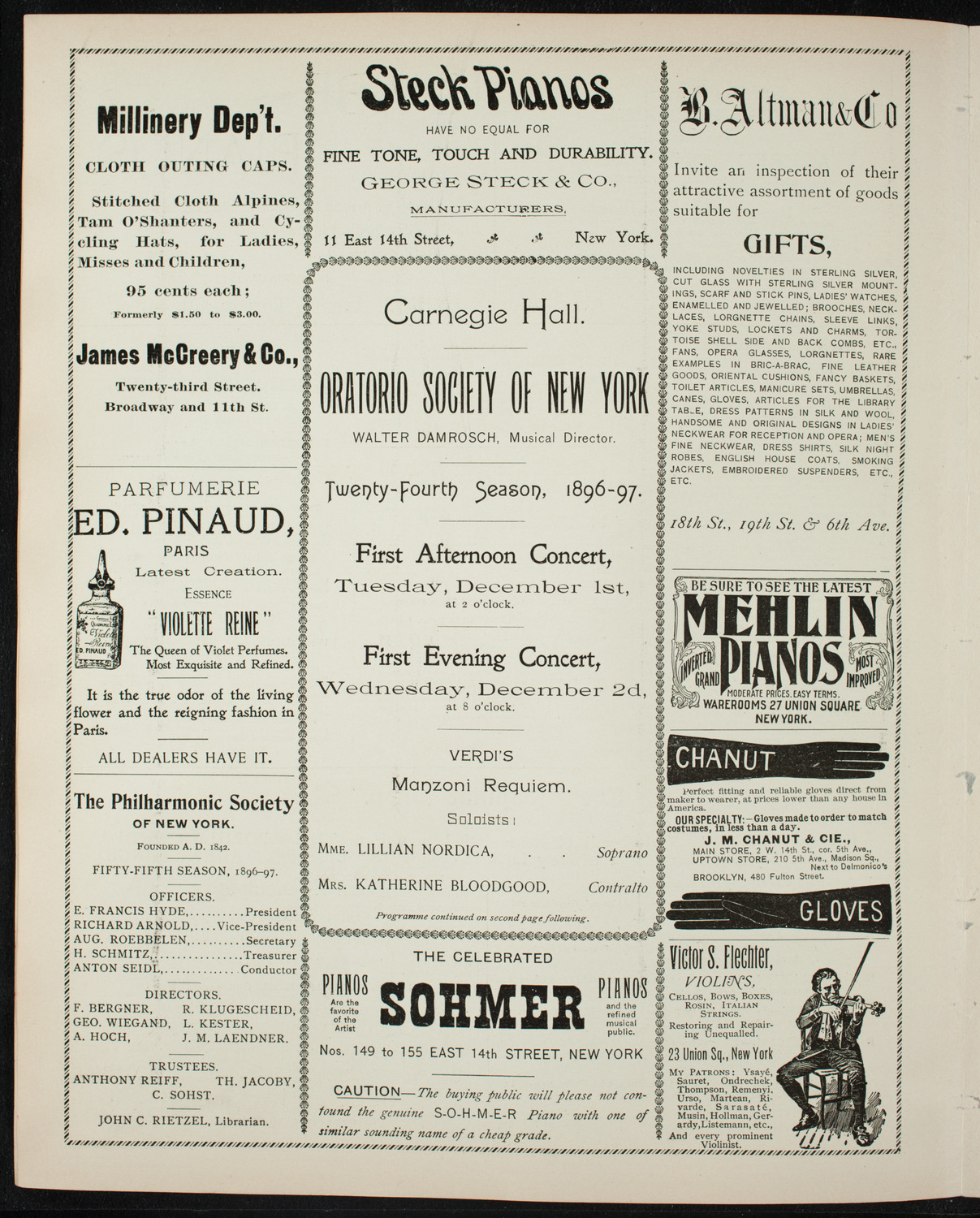 Oratorio Society of New York, December 1, 1896, program page 4
