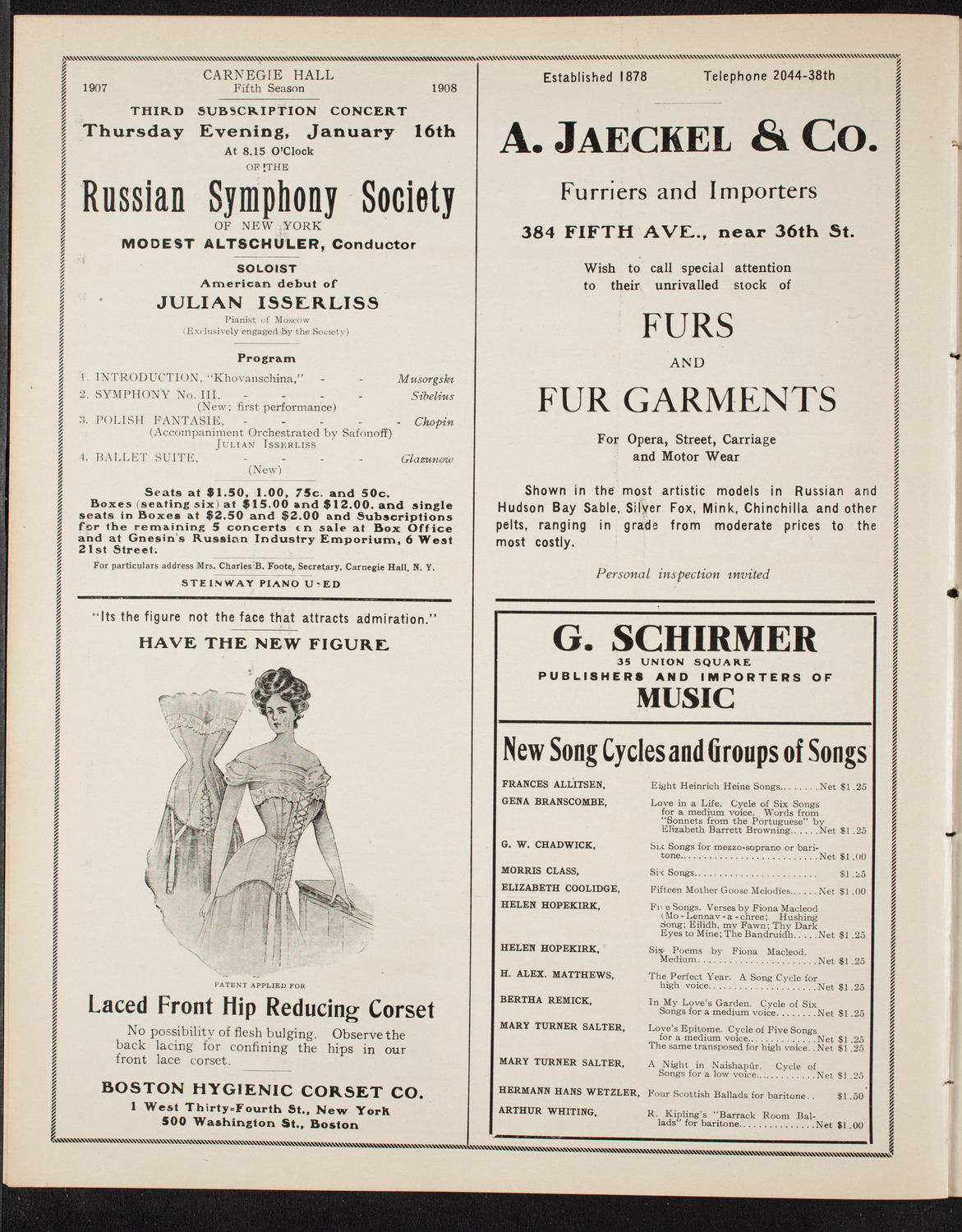 Russian Symphony Society of New York, December 12, 1907, program page 8